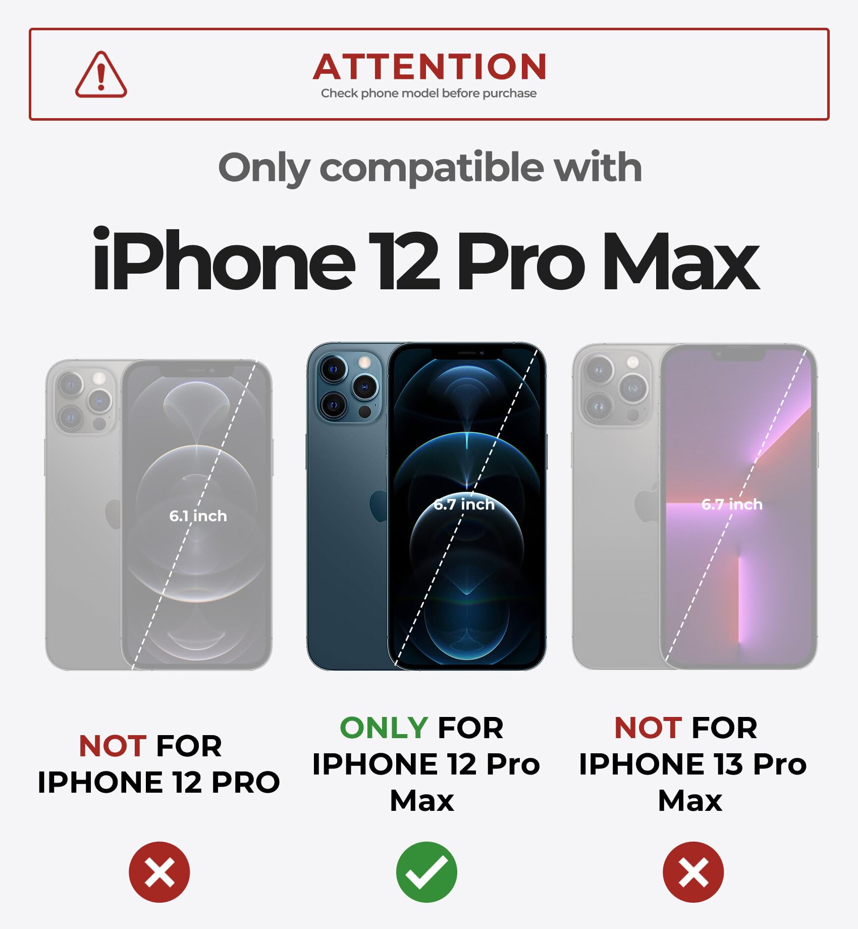Foto 3 pulgar | Funda Dexnor Para Iphone 12 Pro Max Con Funda De Cámara Negra - Venta Internacional.