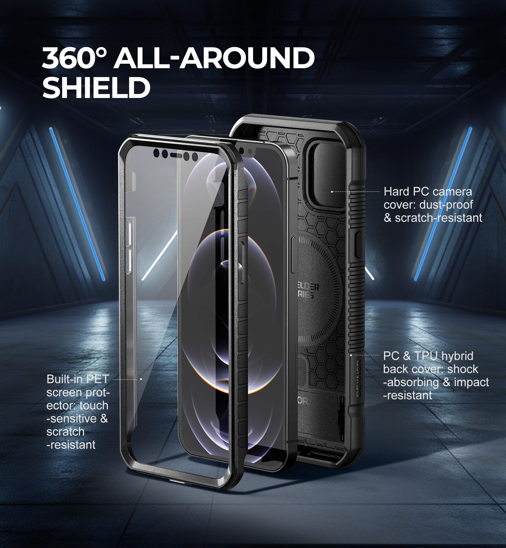 Foto 8 pulgar | Funda Dexnor Para Iphone 12 Pro Max Con Funda De Cámara Negra - Venta Internacional.