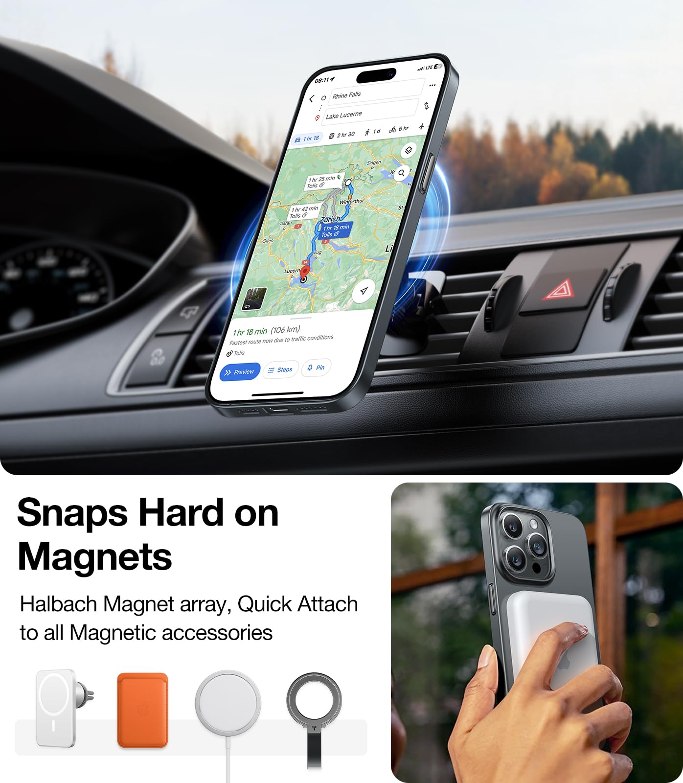 Foto 3 pulgar | Funda Para Teléfono Torras Magnetic Slim Fit Para Iphone 15 Pro, Gris Luna - Venta Internacional.