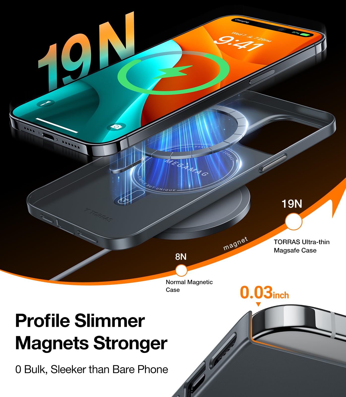Foto 4 pulgar | Funda Para Teléfono Torras Magnetic Slim Fit Para Iphone 15 Pro, Gris Luna - Venta Internacional.
