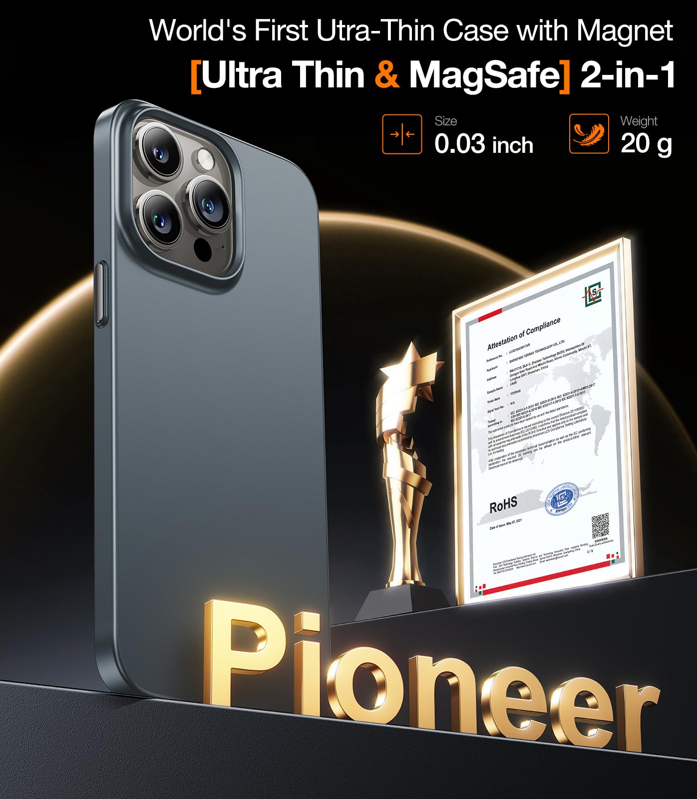 Foto 5 pulgar | Funda Para Teléfono Torras Magnetic Slim Fit Para Iphone 15 Pro, Gris Luna - Venta Internacional.