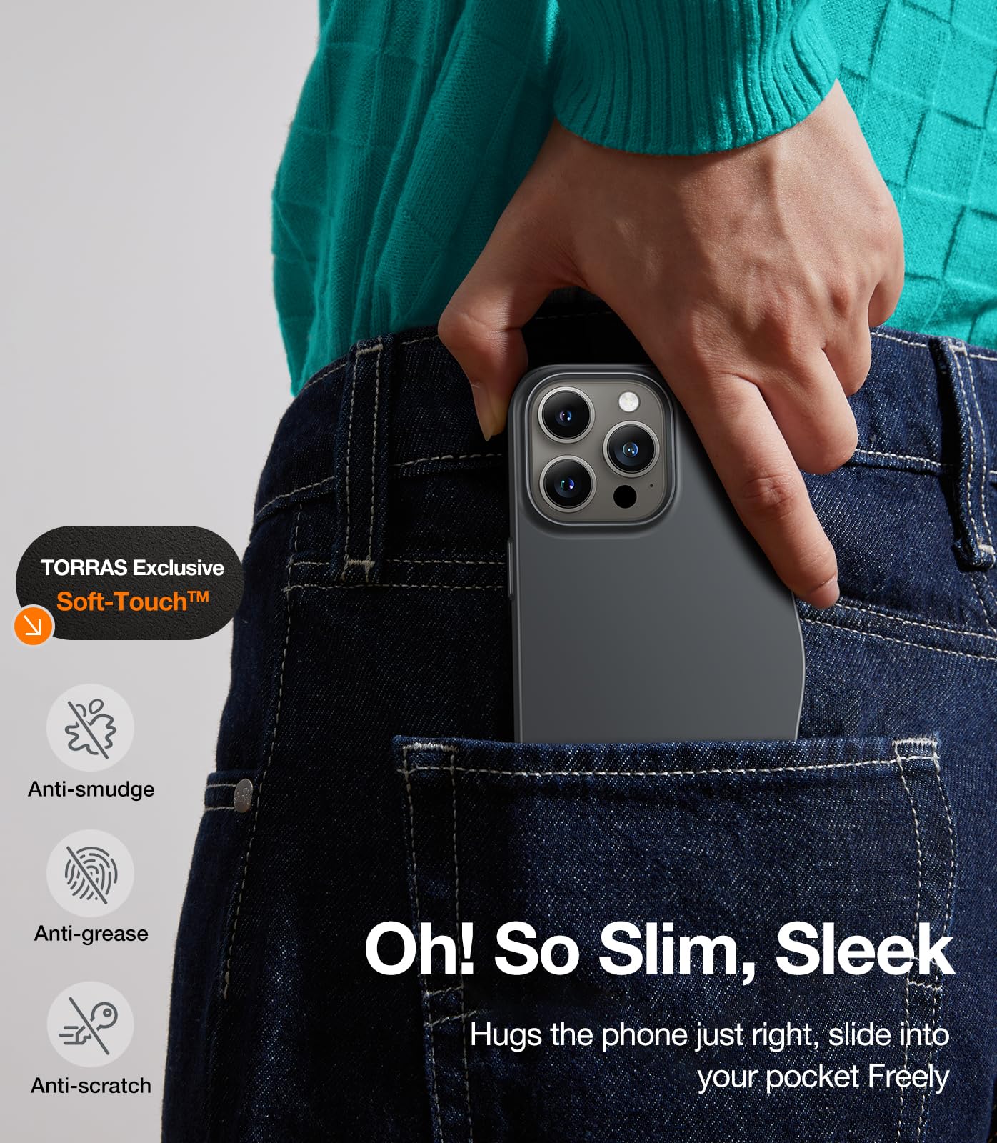 Foto 6 pulgar | Funda Para Teléfono Torras Magnetic Slim Fit Para Iphone 15 Pro, Gris Luna - Venta Internacional.