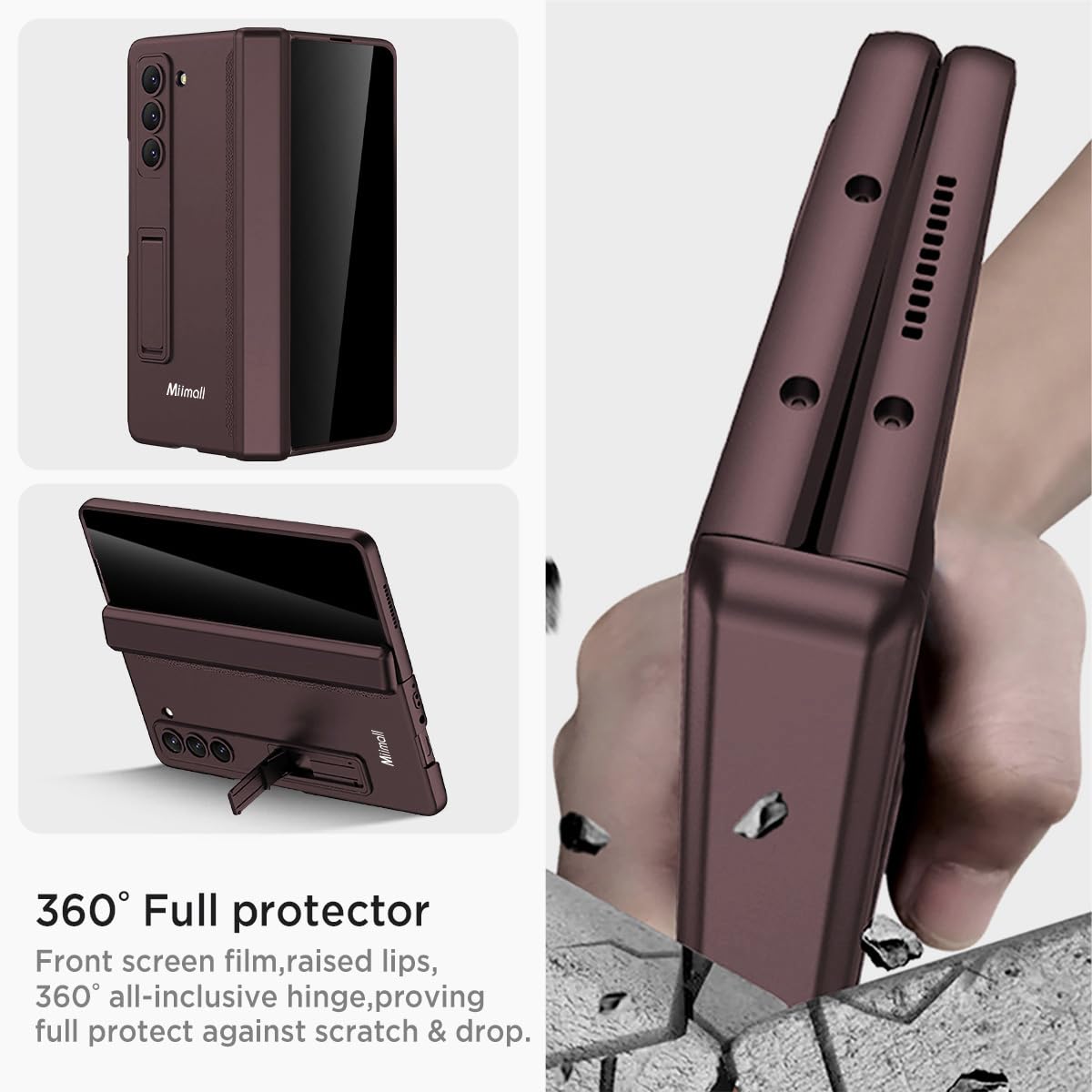 Foto 5 pulgar | Funda De Teléfono Miimall Para Samsung Galaxy Z Fold 6, Color Rojo Vino - Venta Internacional.