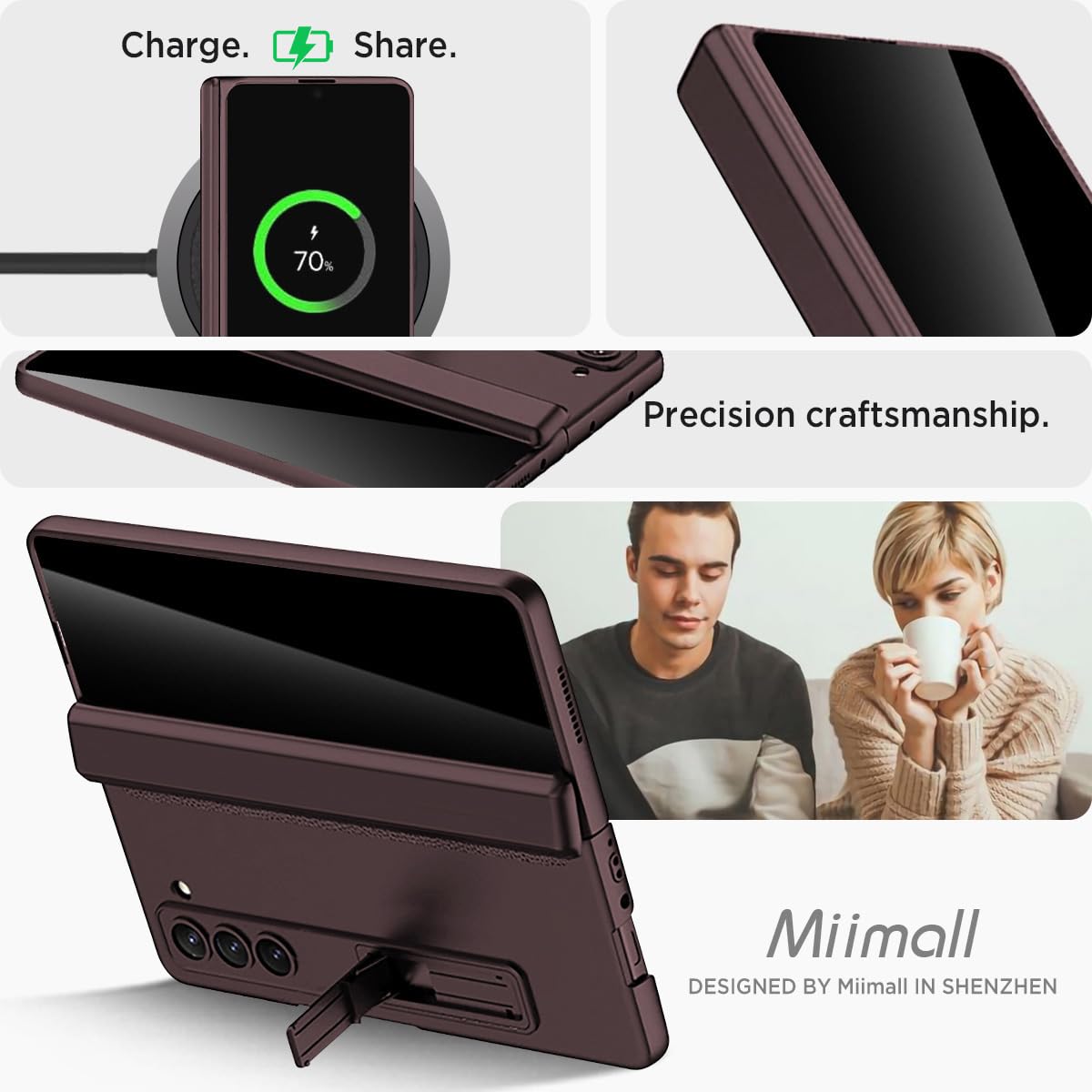 Foto 7 | Funda De Teléfono Miimall Para Samsung Galaxy Z Fold 6, Color Rojo Vino - Venta Internacional.