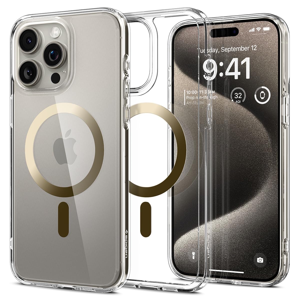 Funda Spigen Ultra Hybrid Magfit Para Iphone 15 Pro Max Gold - Venta Internacional.