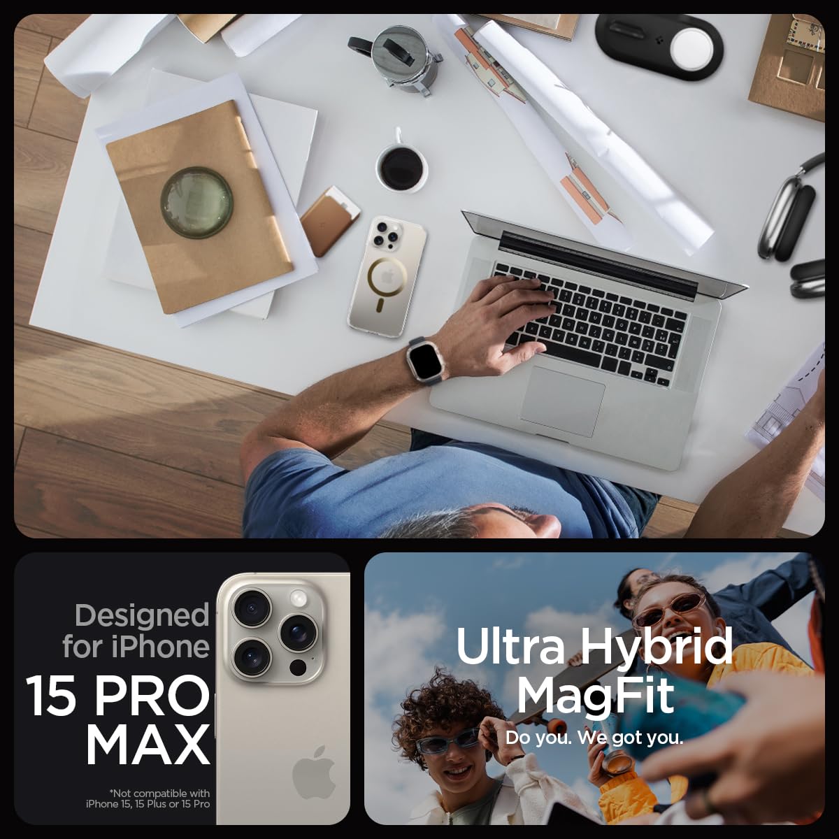 Foto 3 pulgar | Funda Spigen Ultra Hybrid Magfit Para Iphone 15 Pro Max Gold - Venta Internacional.