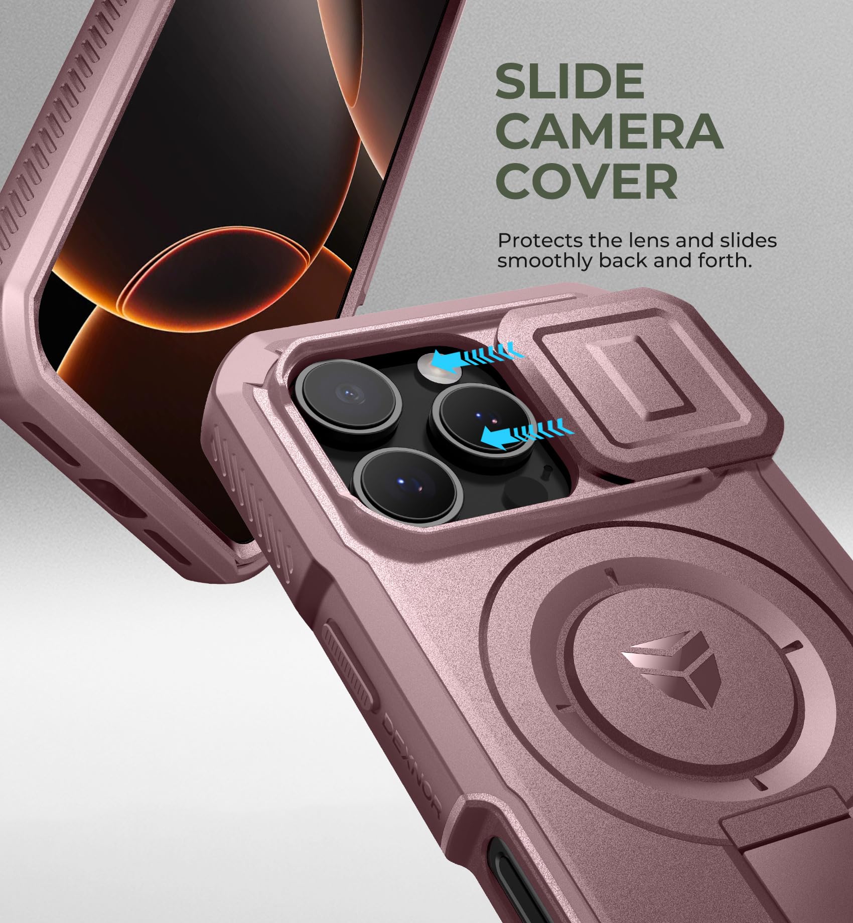 Foto 5 pulgar | Funda Dexnor Para Iphone 16 Pro Con Cámara Deslizante, Color Rosa - Venta Internacional.