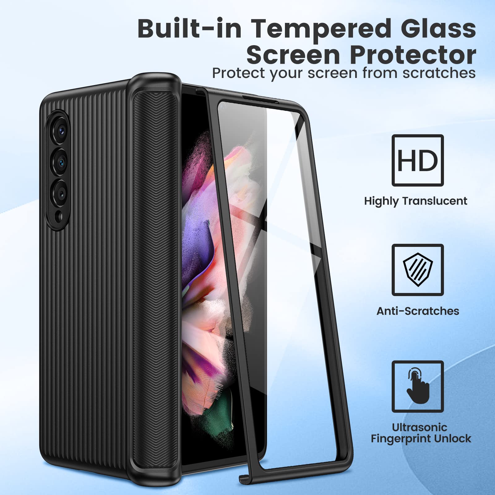 Foto 5 pulgar | Funda Ruky Para Samsung Galaxy Z Fold 3 Con Protector De Pantalla - Venta Internacional.