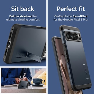 Foto 6 | Funda De Teléfono Spigen Tough Armor Para Pixel 8 Pro Con Soporte - Venta Internacional.