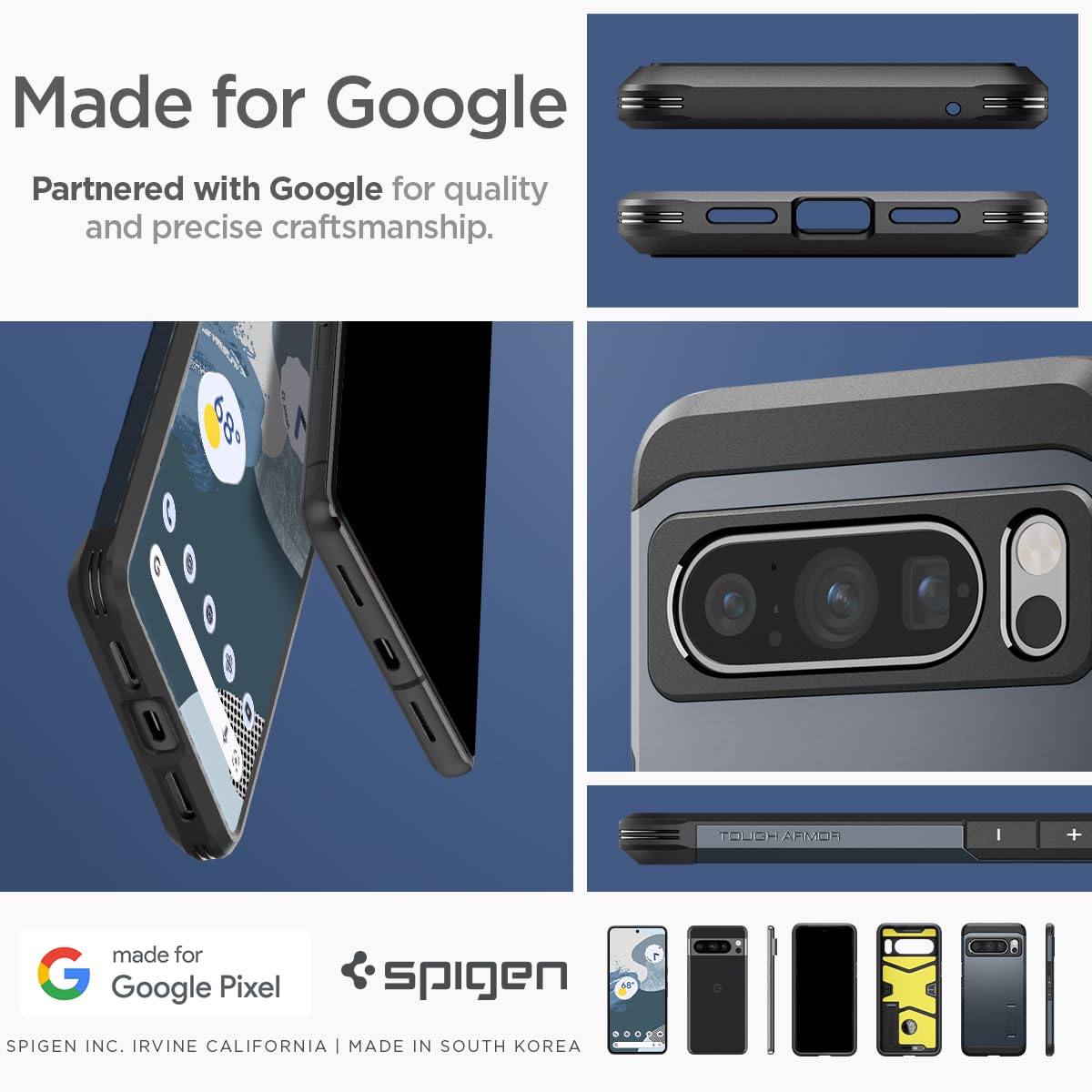 Foto 7 | Funda De Teléfono Spigen Tough Armor Para Pixel 8 Pro Con Soporte - Venta Internacional.