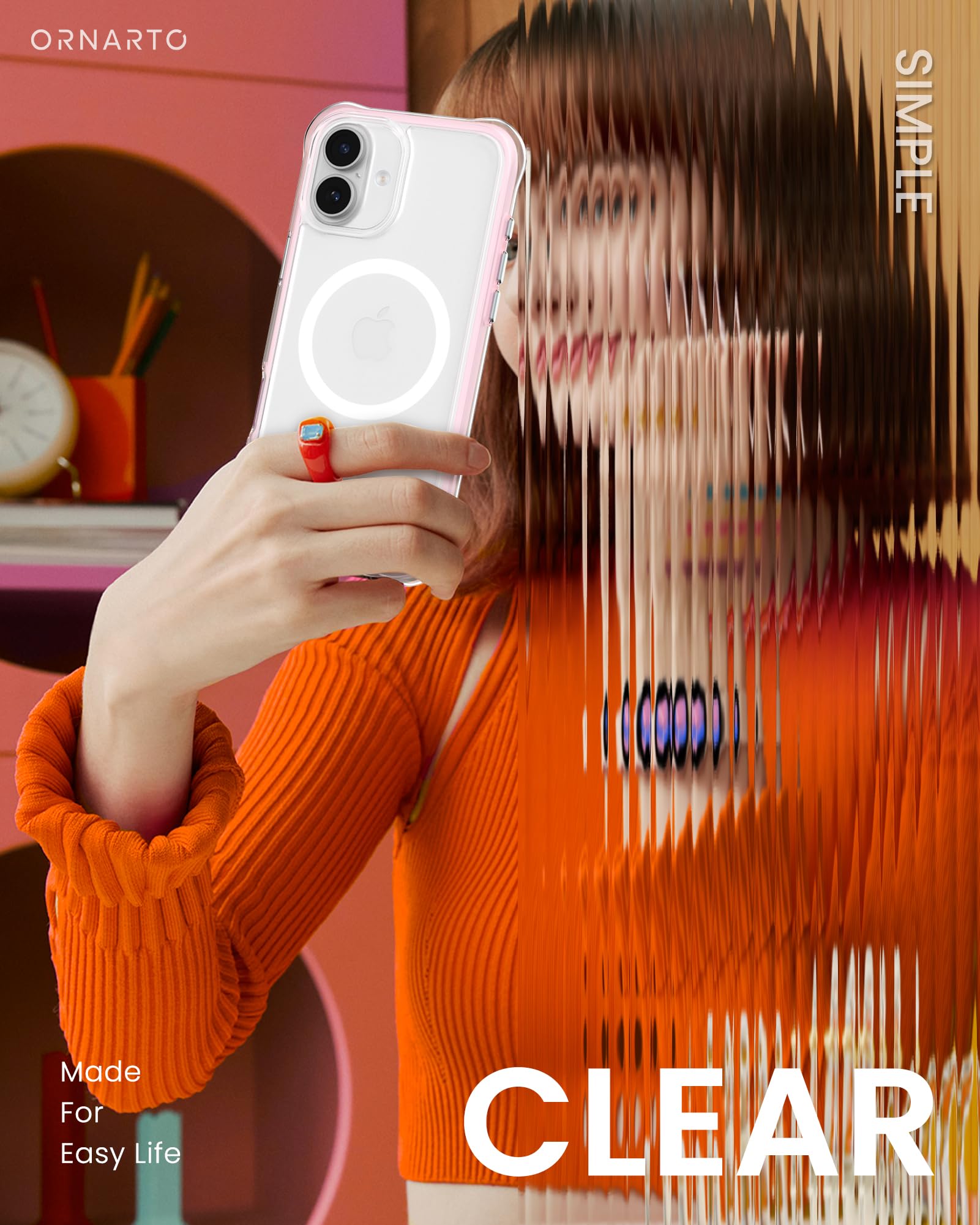 Foto 6 pulgar | Funda De Teléfono Ornarto Air Para Iphone 16 Plus Transparente Con Magsafe - Venta Internacional.