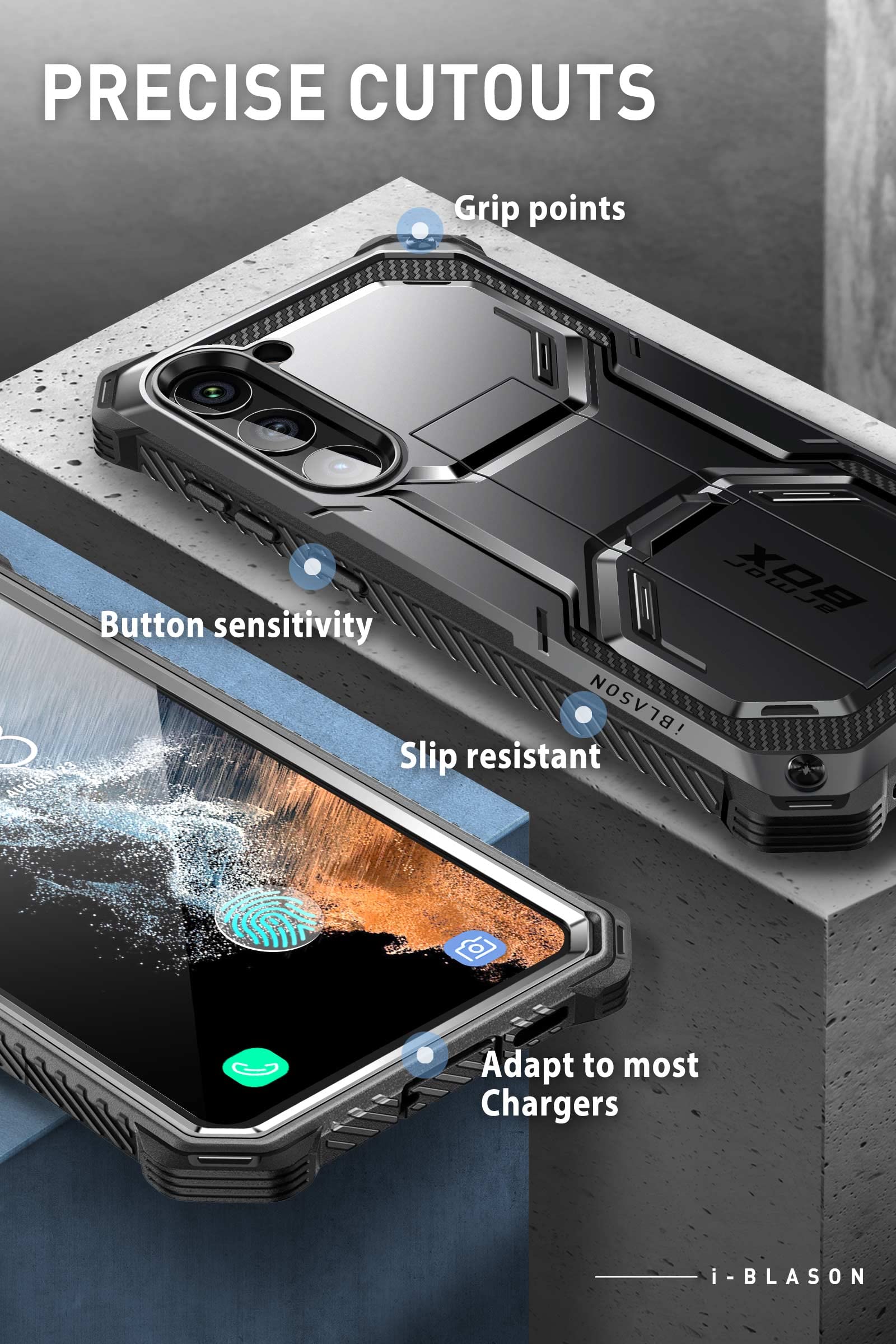 Foto 6 pulgar | Funda I-blason Armorbox Para Samsung Galaxy S23 Con Soporte Negro - Venta Internacional.