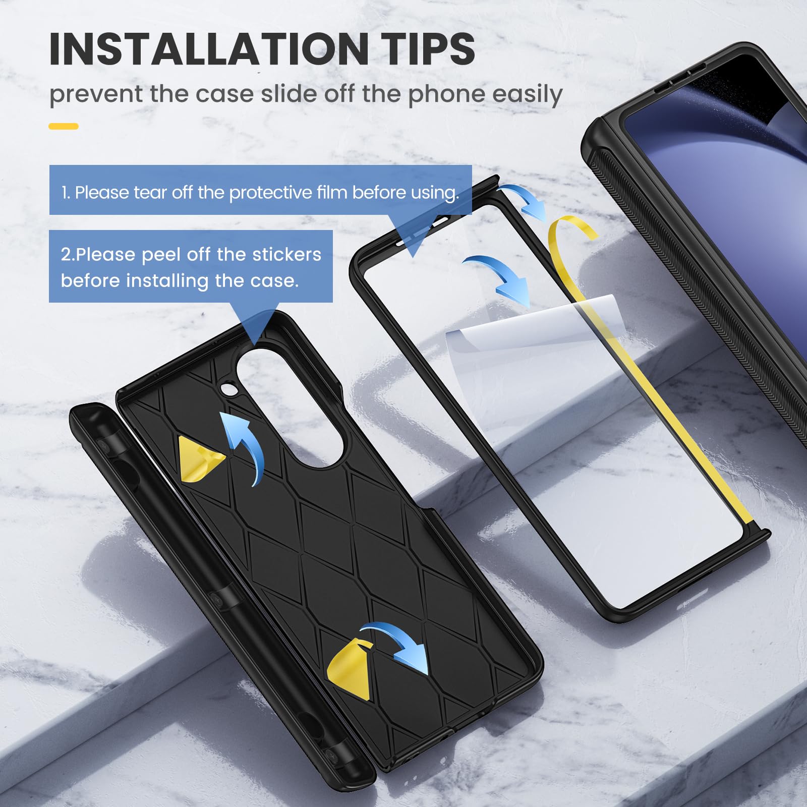 Foto 3 pulgar | Funda De Teléfono Ruky Para Samsung Galaxy Z Fold 5 Con Soporte Negro - Venta Internacional.