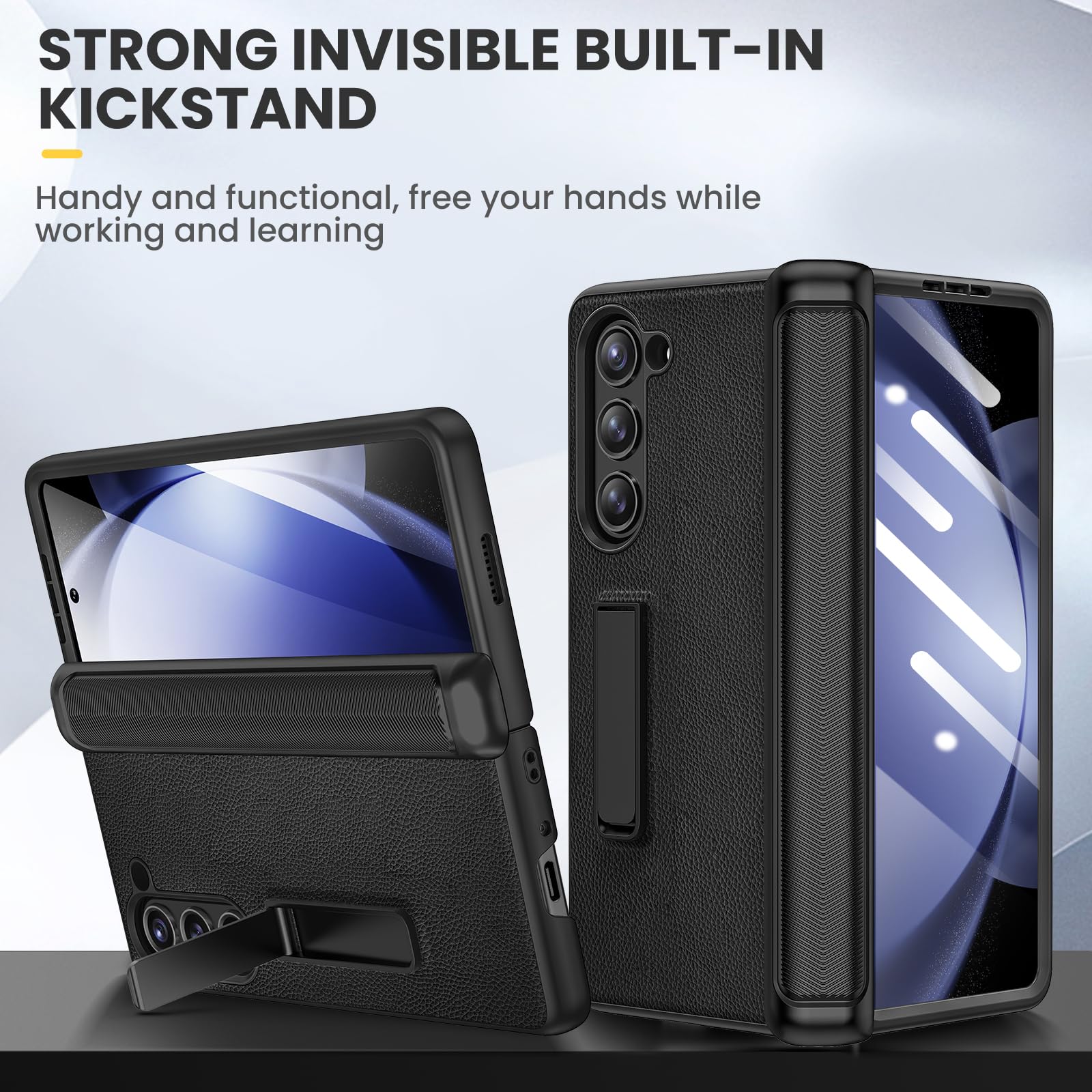 Foto 6 pulgar | Funda De Teléfono Ruky Para Samsung Galaxy Z Fold 5 Con Soporte Negro - Venta Internacional.
