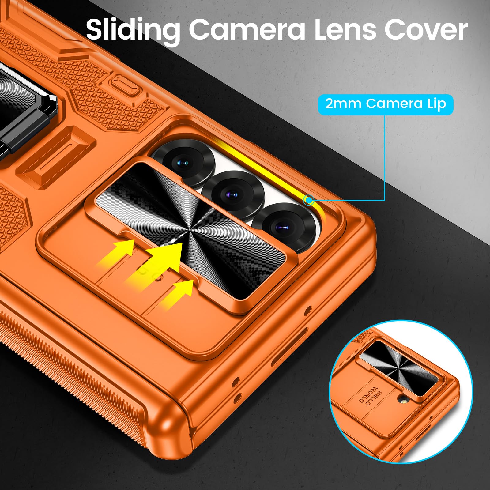 Foto 6 pulgar | Funda Vego Con Soporte, Soporte Magnético Con Anillo De 360° Para Galaxy Z Fold 6, Naranja - Venta Internacional.