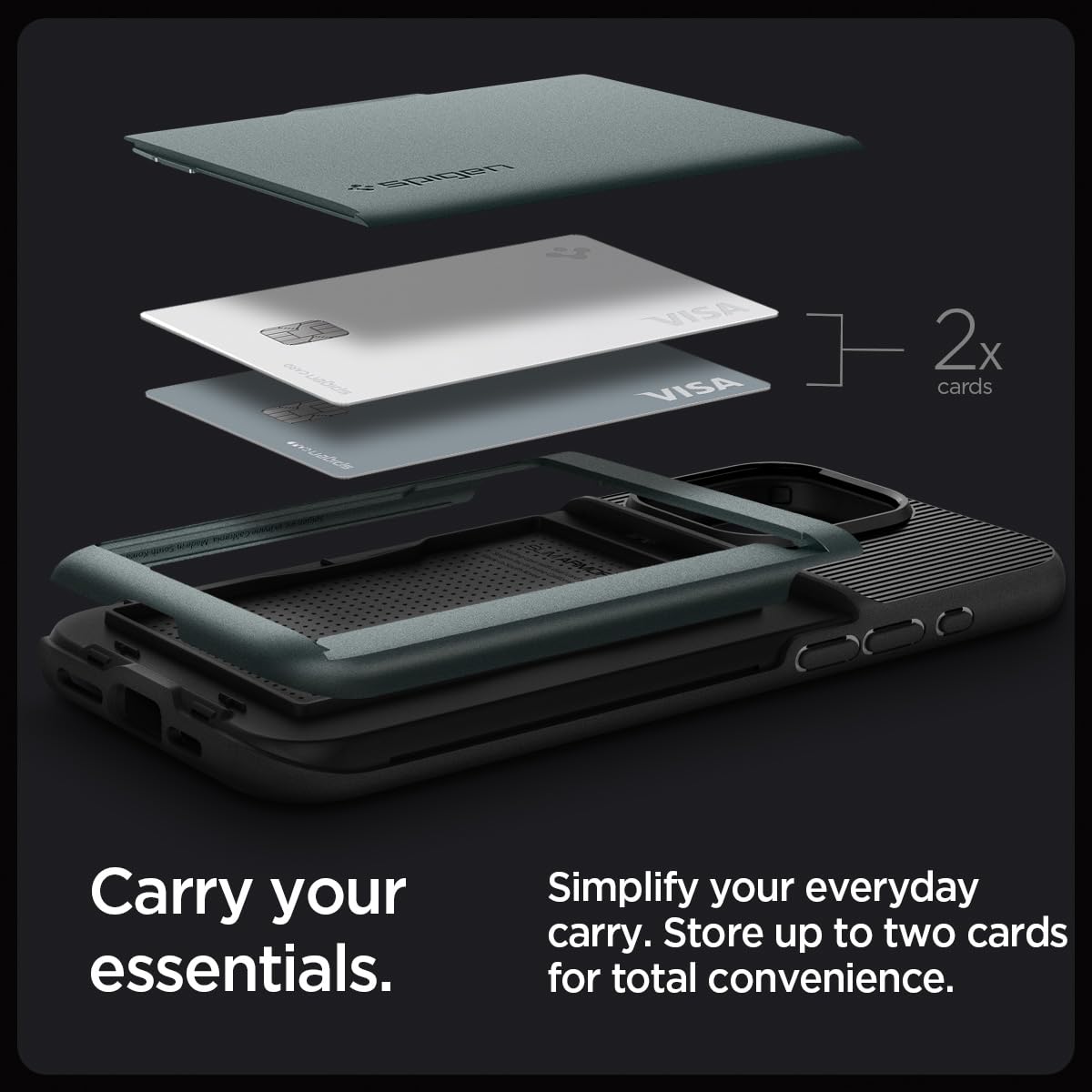 Foto 4 pulgar | Funda Spigen Slim Armor Cs Para Iphone 15 Pro, Color Verde Abismo - Venta Internacional.