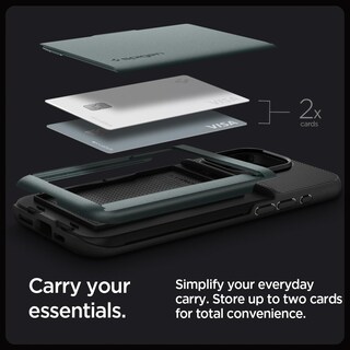Foto 3 | Funda Spigen Slim Armor Cs Para Iphone 15 Pro, Color Verde Abismo - Venta Internacional.