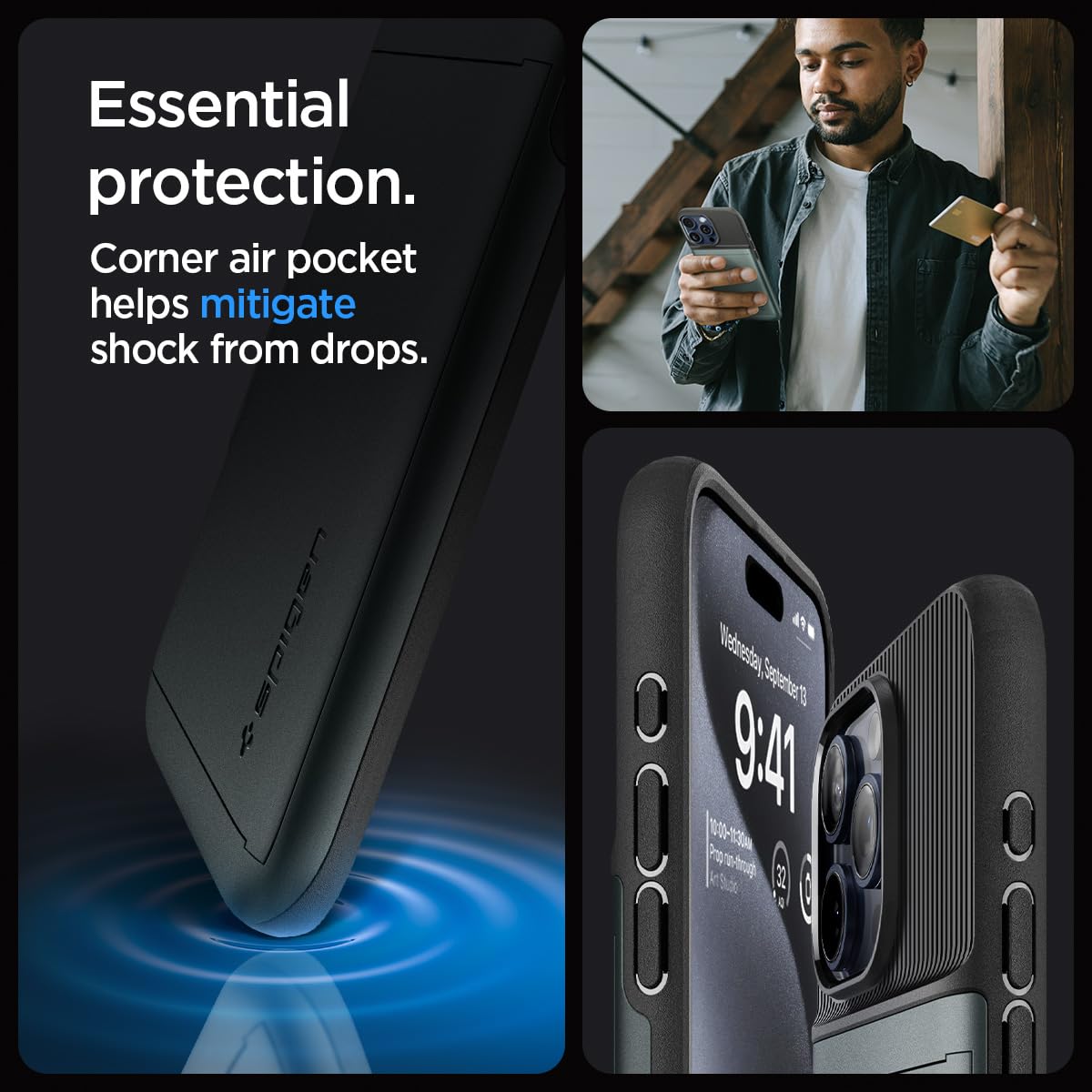Foto 5 | Funda Spigen Slim Armor Cs Para Iphone 15 Pro, Color Verde Abismo - Venta Internacional.