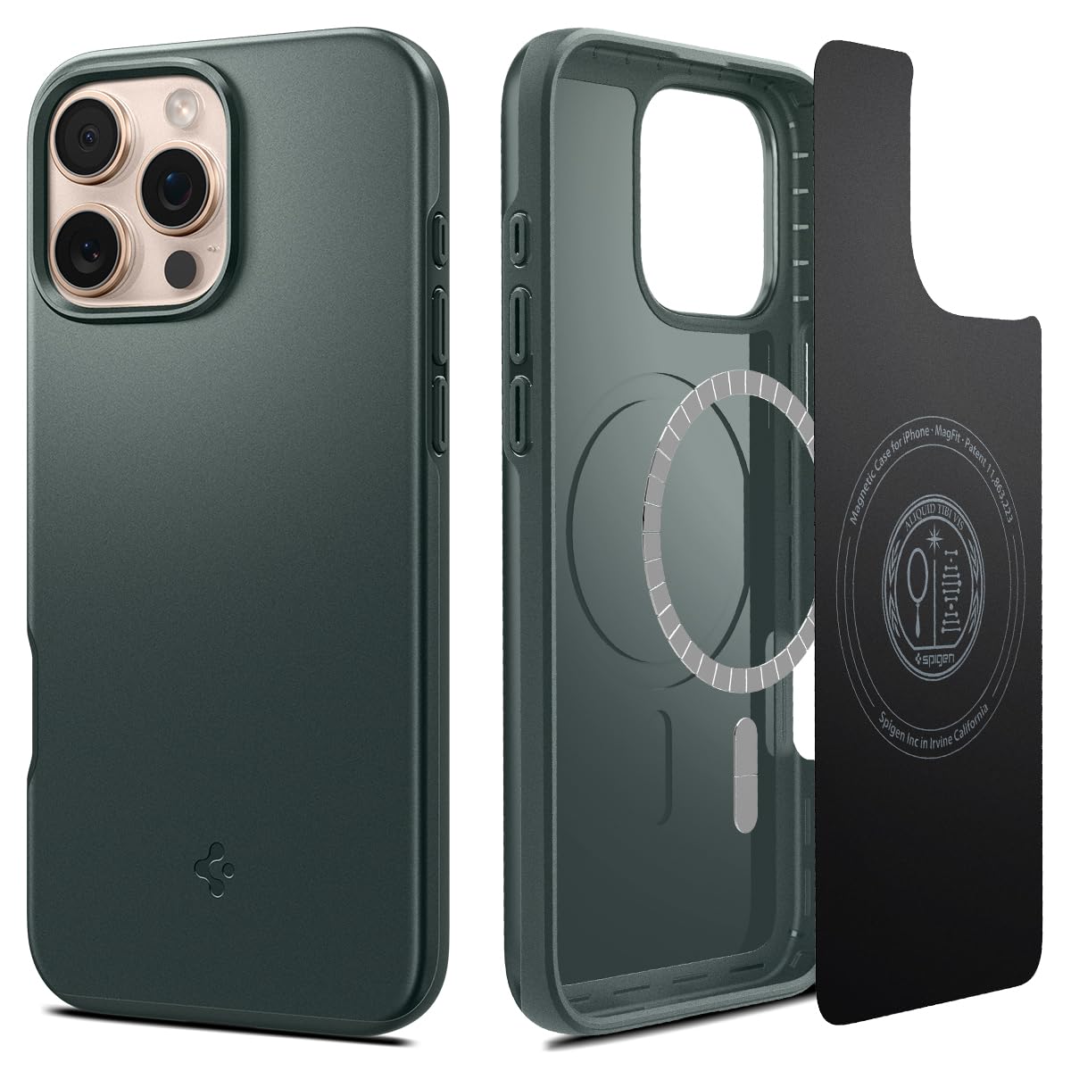 Foto 2 pulgar | Funda Spigen Thin Fit Magfit Para Iphone 16 Pro Max Abyss Green - Venta Internacional.
