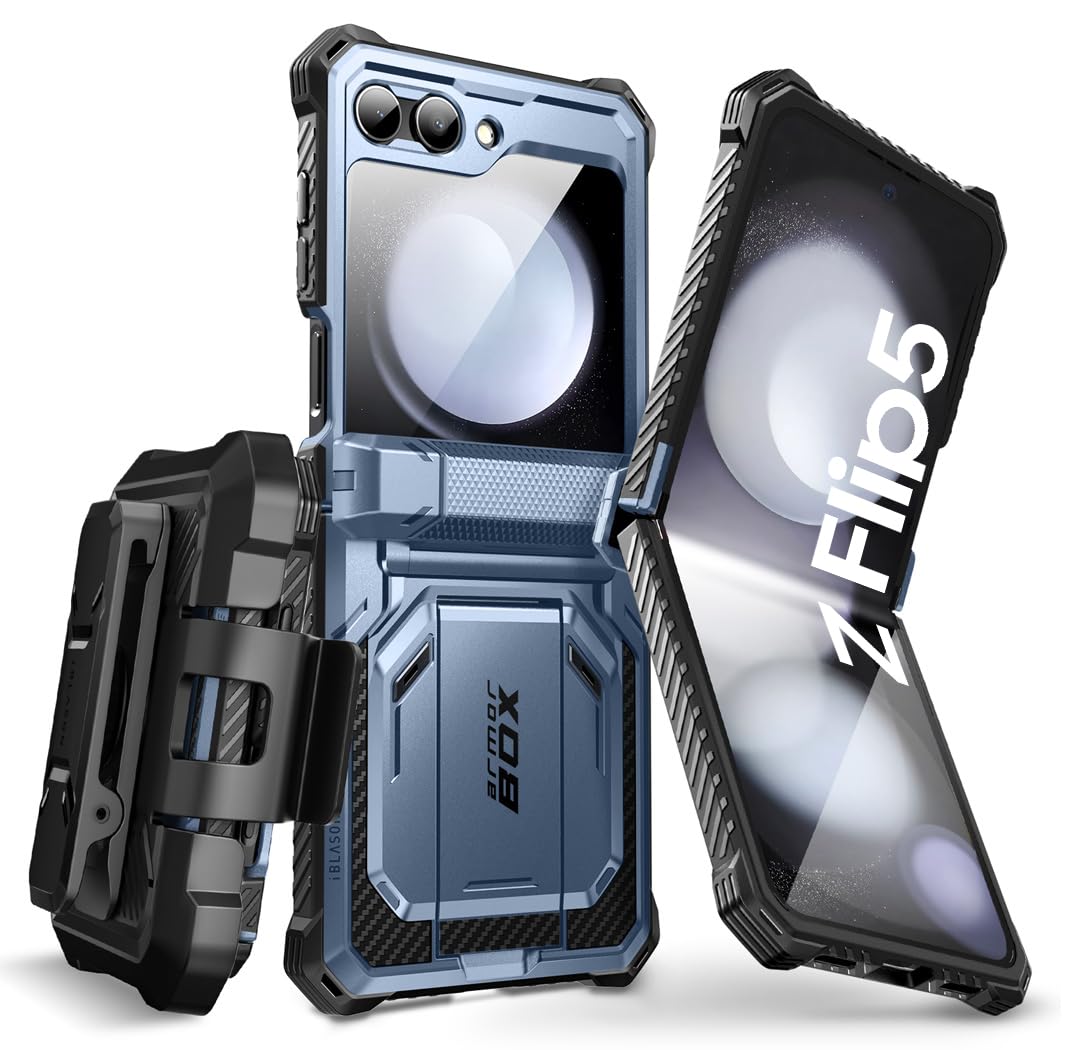 Foto 2 pulgar | Funda De Teléfono I-blason Armorbox Con Soporte Para Samsung Galaxy Z Flip 5, Color Azul - Venta Internacional.