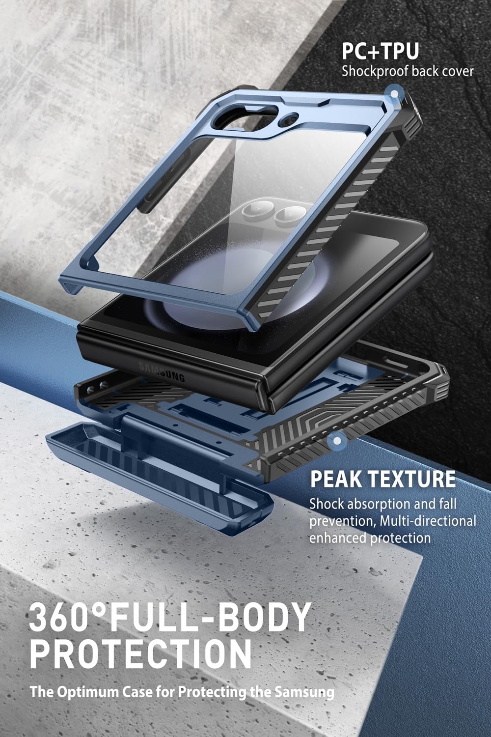 Foto 2 | Funda De Teléfono I-blason Armorbox Con Soporte Para Samsung Galaxy Z Flip 5, Color Azul - Venta Internacional.