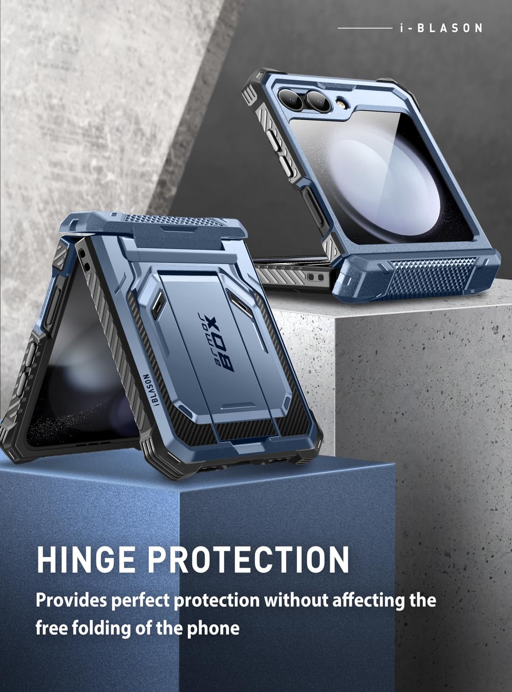 Foto 4 pulgar | Funda De Teléfono I-blason Armorbox Con Soporte Para Samsung Galaxy Z Flip 5, Color Azul - Venta Internacional.