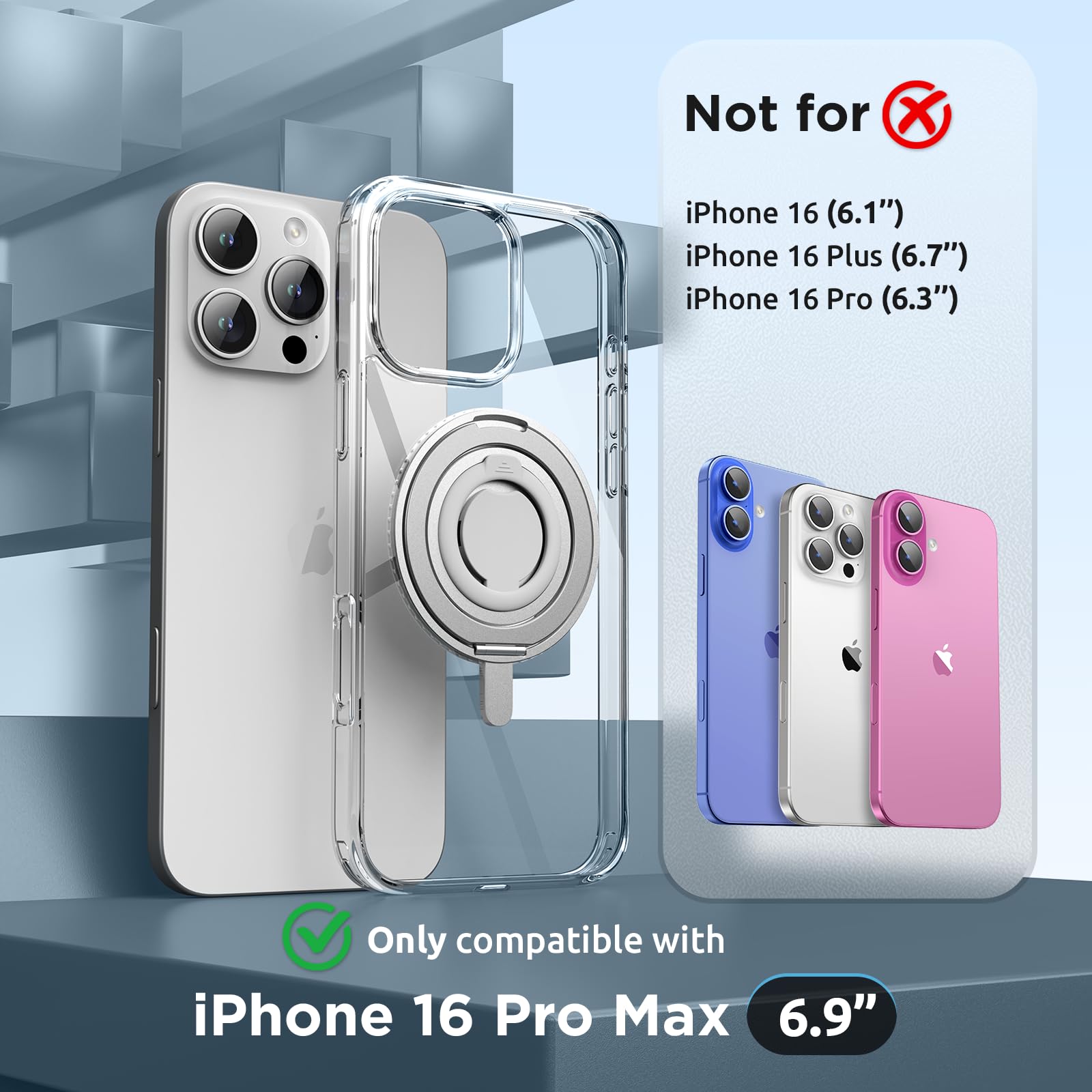Foto 2 | Funda Surphy Clear Con Soporte Magnético Para Iphone 16 Pro Max - Venta Internacional.