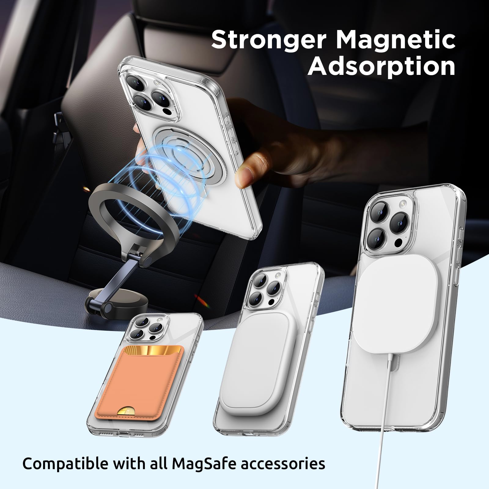Foto 7 pulgar | Funda Surphy Clear Con Soporte Magnético Para Iphone 16 Pro Max - Venta Internacional.