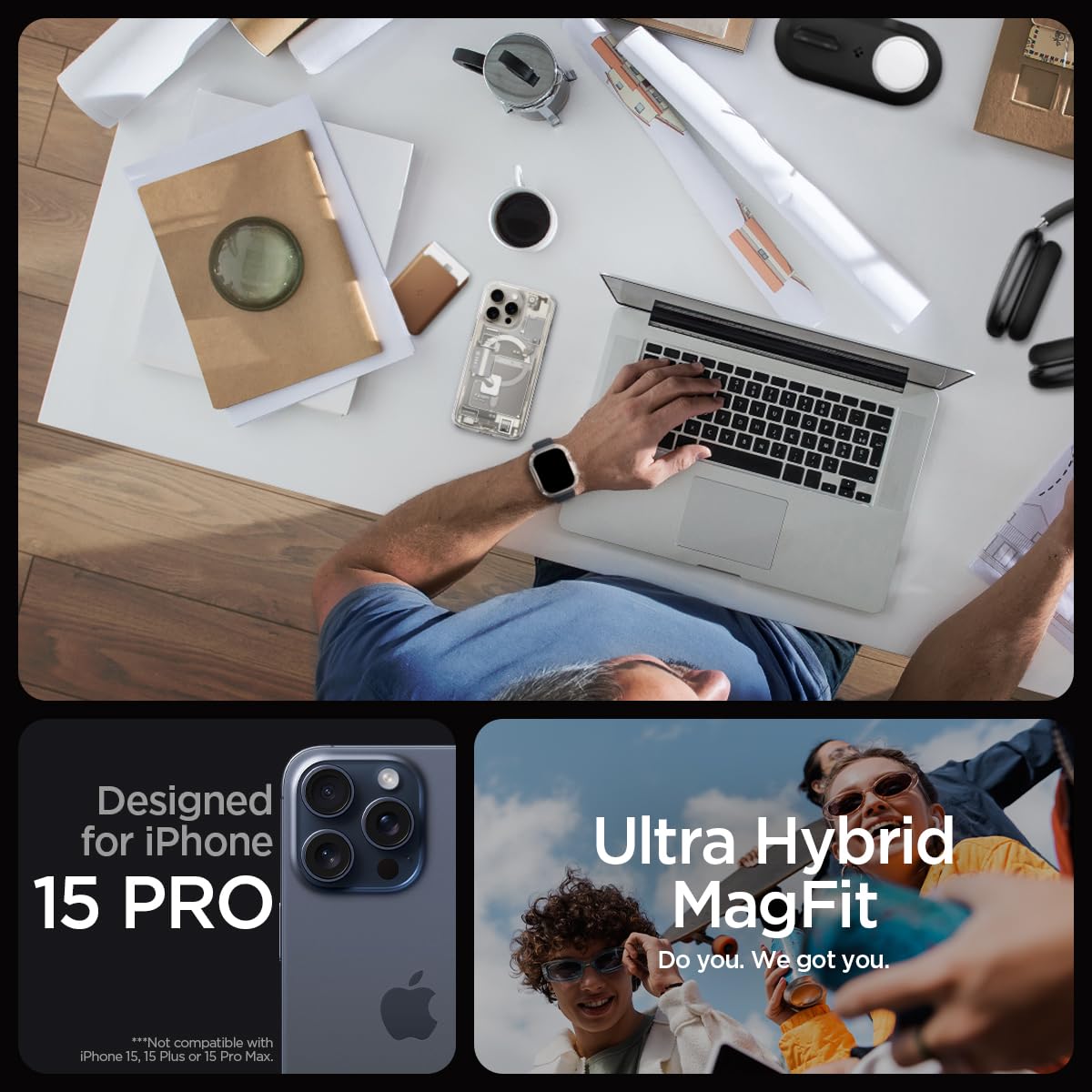 Foto 3 pulgar | Funda Para Teléfono Spigen Ultra Hybrid Magfit Iphone 15 Pro 2023 - Venta Internacional.