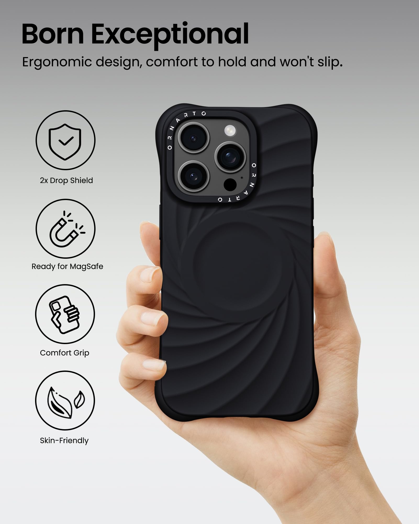 Foto 6 pulgar | Funda Ornarto Vortuxe Para Iphone 16 Pro De 6.3 Pulgadas, Negra - Venta Internacional.