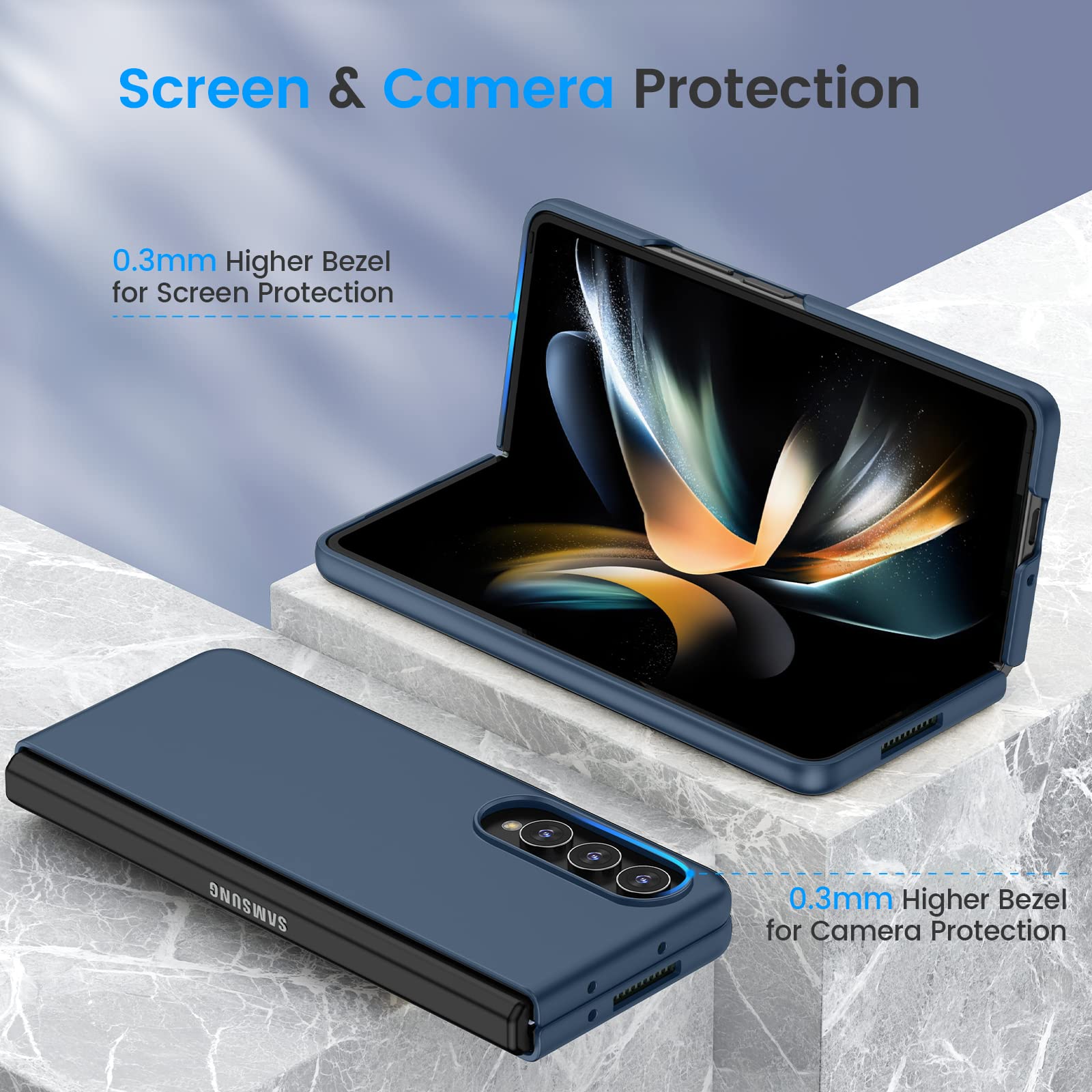 Foto 5 pulgar | Funda De Teléfono Ruky Para Samsung Galaxy Z Fold 4 De Cuerpo Completo, Azul Oscuro - Venta Internacional.