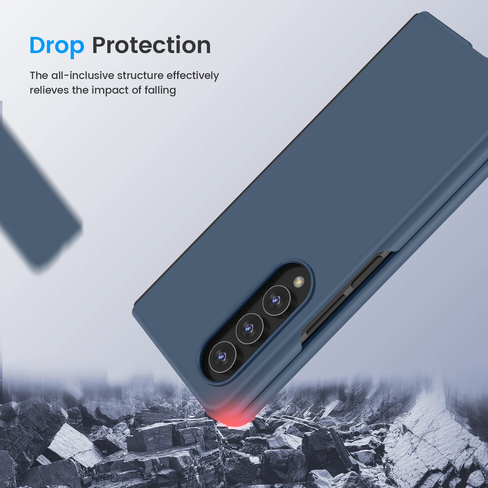 Foto 6 pulgar | Funda De Teléfono Ruky Para Samsung Galaxy Z Fold 4 De Cuerpo Completo, Azul Oscuro - Venta Internacional.