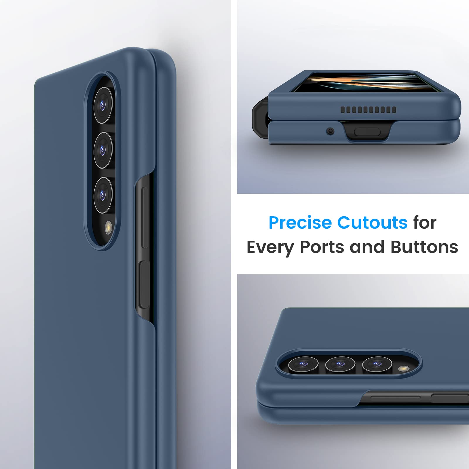 Foto 8 pulgar | Funda De Teléfono Ruky Para Samsung Galaxy Z Fold 4 De Cuerpo Completo, Azul Oscuro - Venta Internacional.