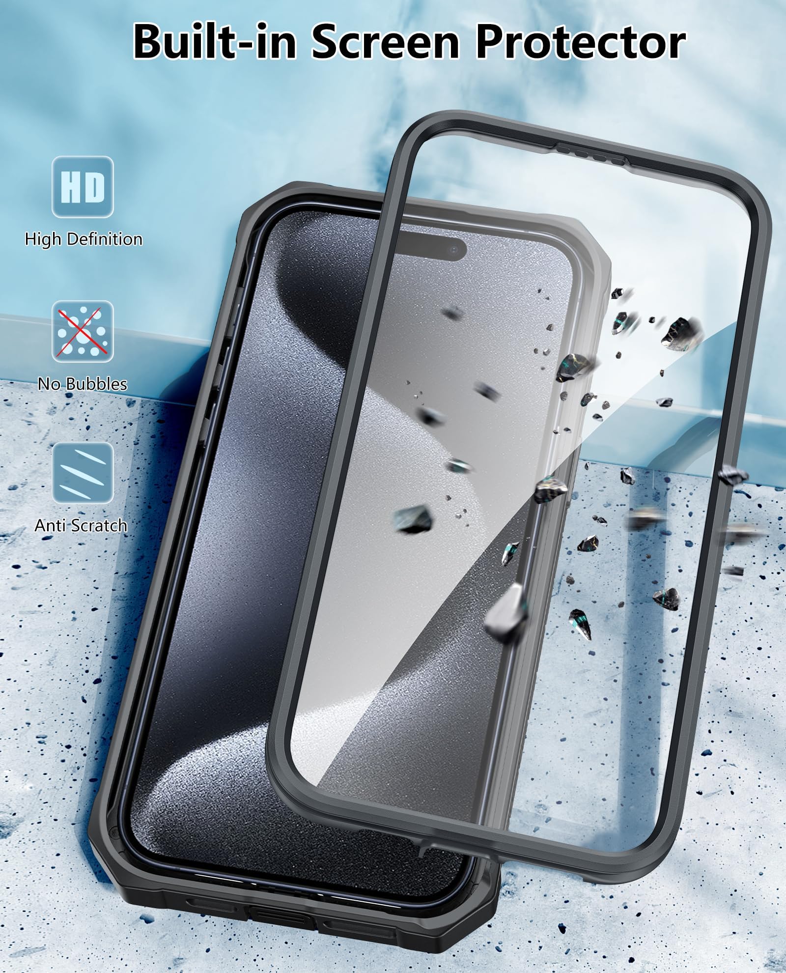 Foto 3 pulgar | Funda De Teléfono Fntcase Para Iphone 15 Pro Max Con Clip Para Cinturón Negra - Venta Internacional.