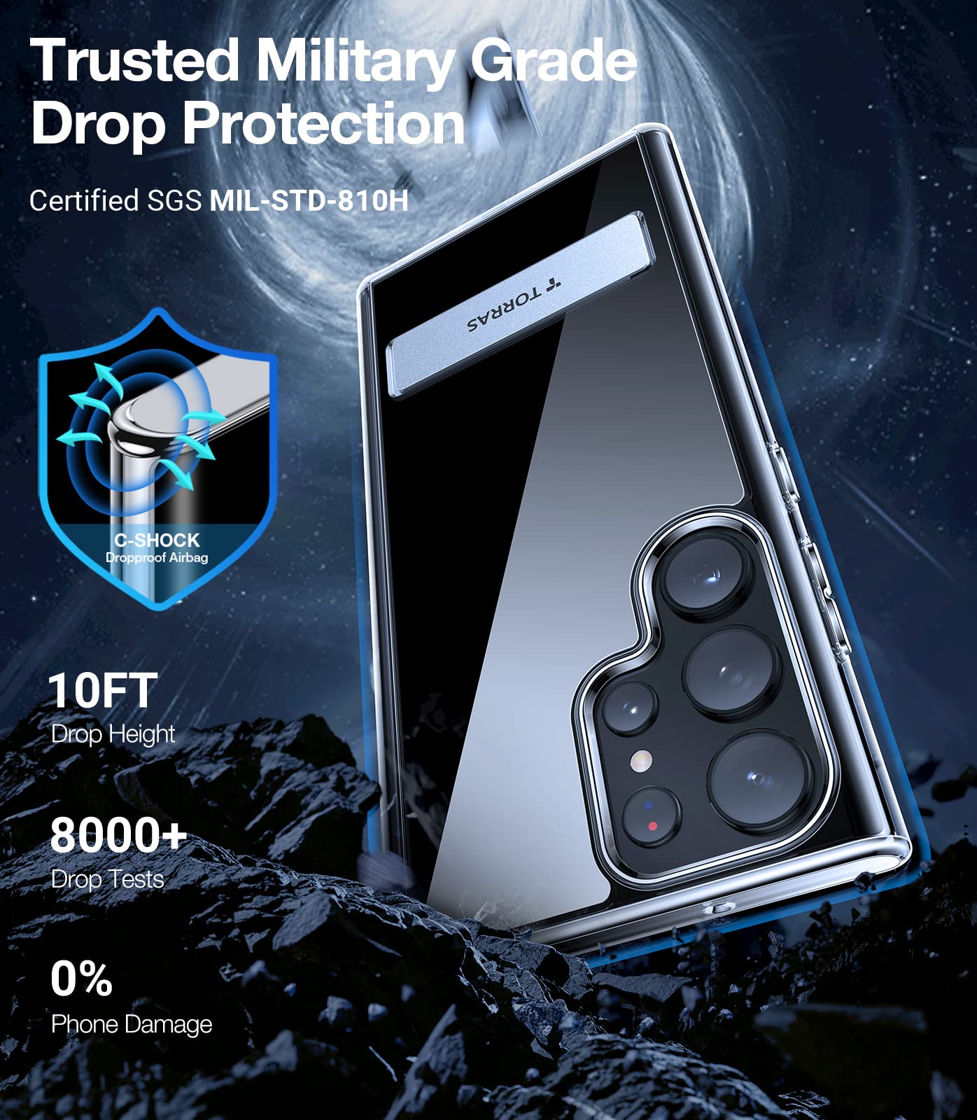 Foto 4 pulgar | Funda Torras Para Samsung Galaxy S23 Ultra Clear Con Soporte - Venta Internacional.