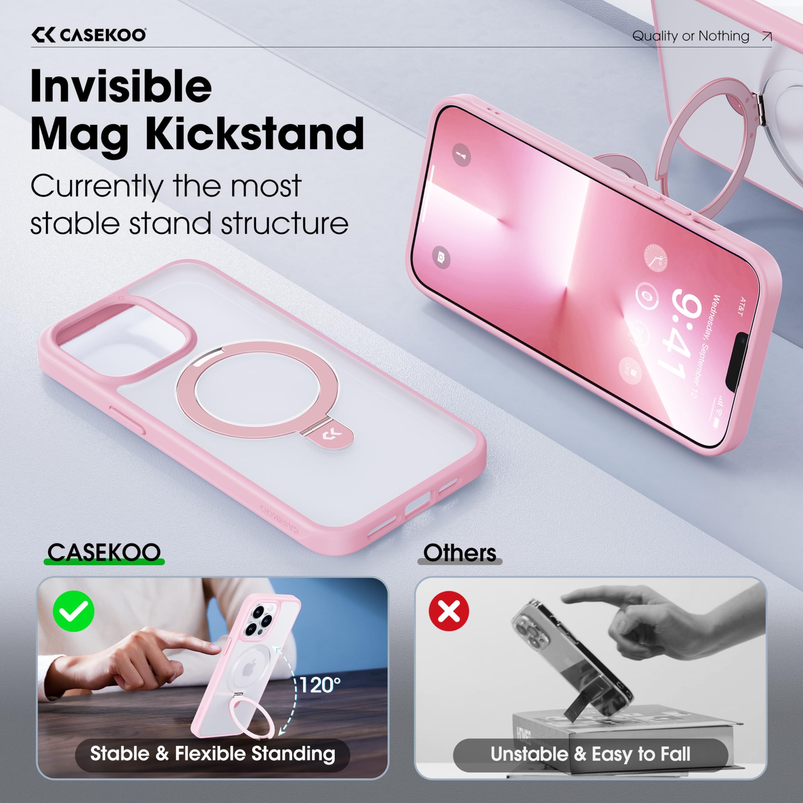 Foto 4 pulgar | Funda De Teléfono Casekoo Diseñada Para Iphone 13 Pro De 6.1 Pulgadas, Rosa - Venta Internacional.