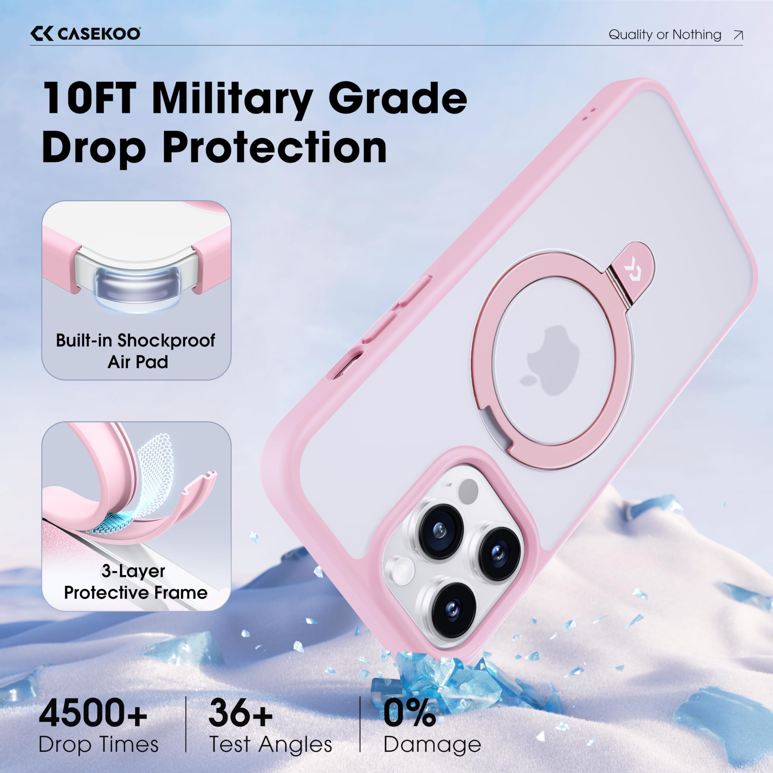 Foto 6 pulgar | Funda De Teléfono Casekoo Diseñada Para Iphone 13 Pro De 6.1 Pulgadas, Rosa - Venta Internacional.