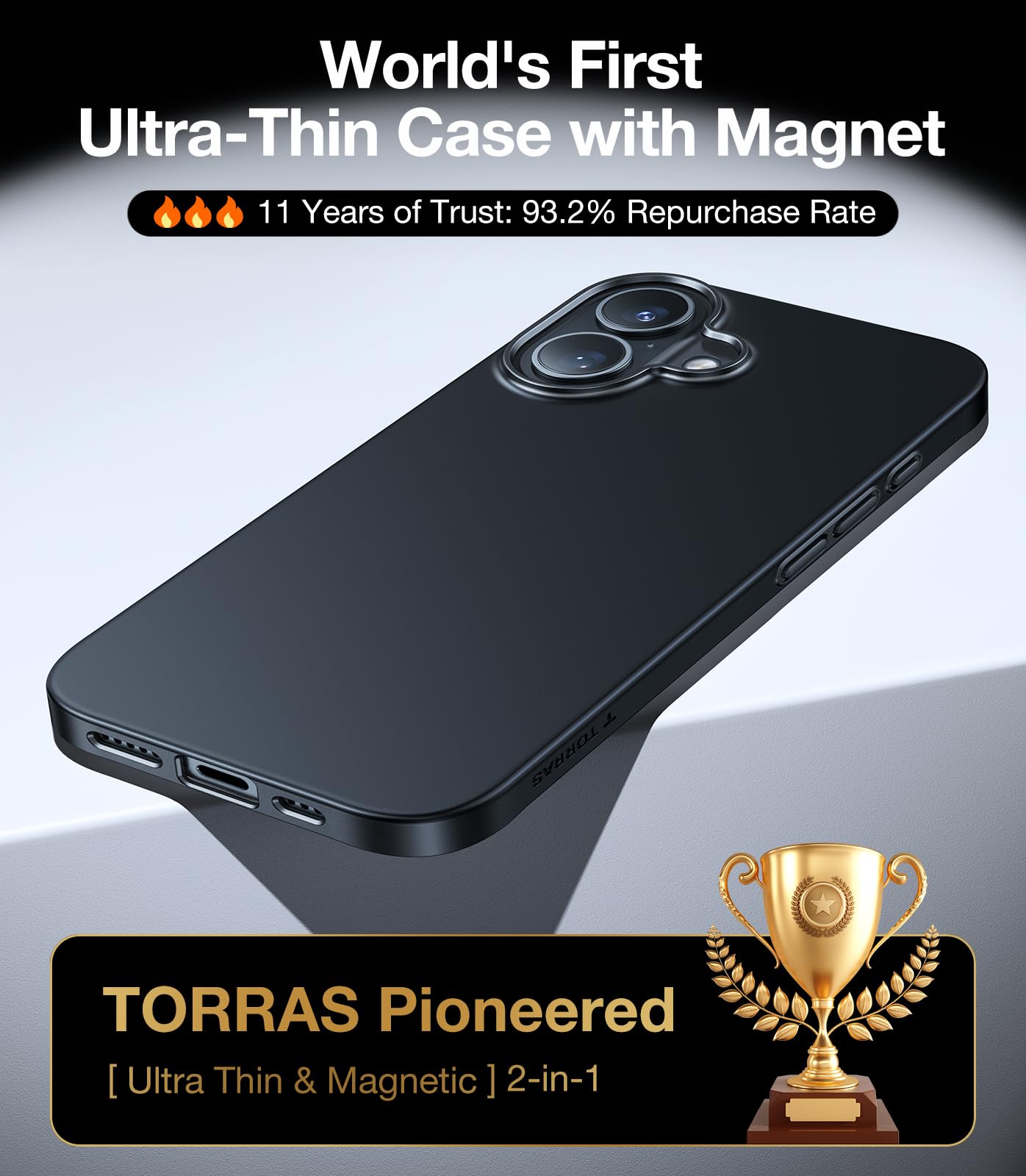 Foto 2 | Funda De Teléfono Torras Magnetic Slim Fit Para Iphone 16 Plus Negra - Venta Internacional.