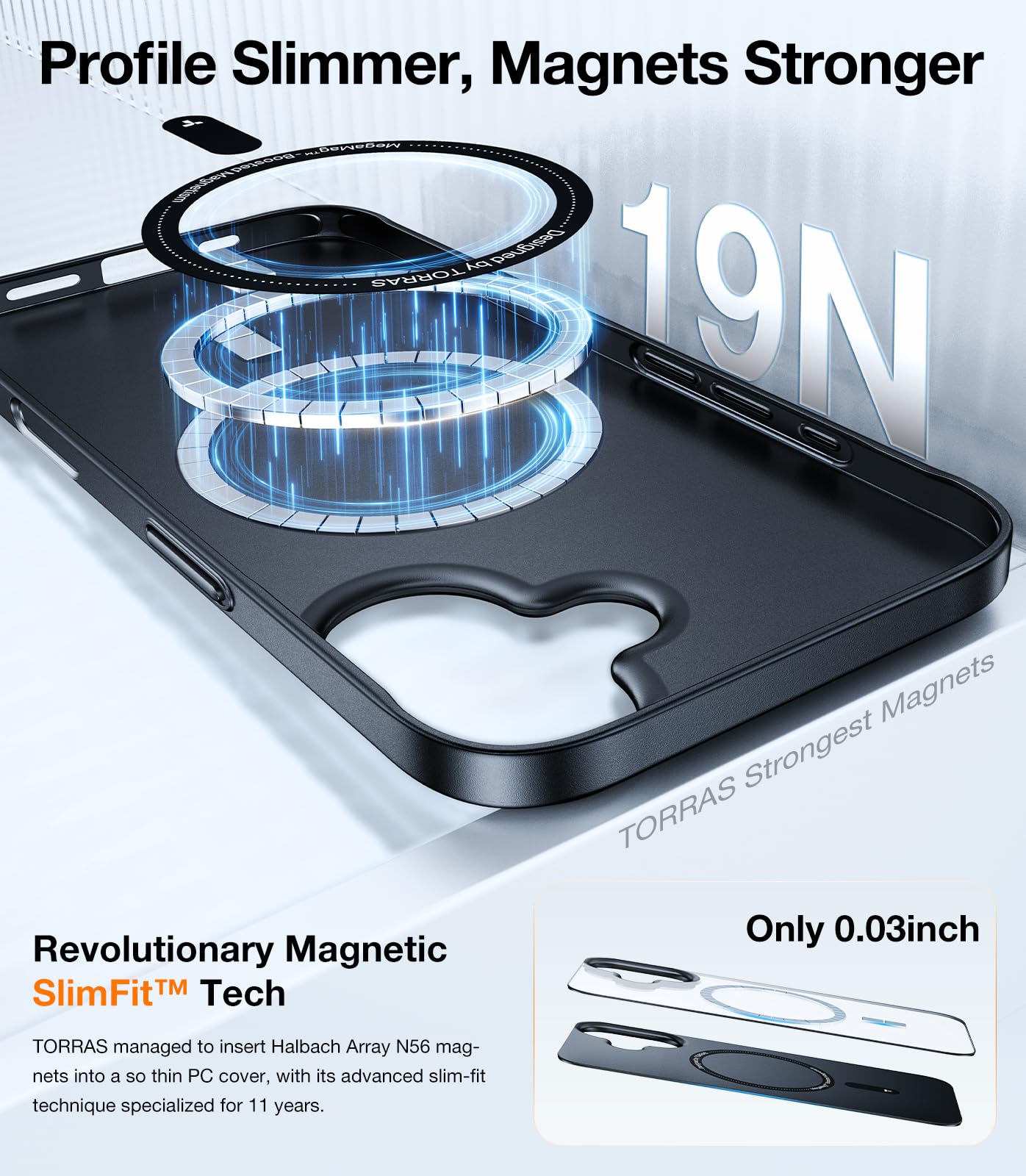 Foto 5 pulgar | Funda De Teléfono Torras Magnetic Slim Fit Para Iphone 16 Plus Negra - Venta Internacional.
