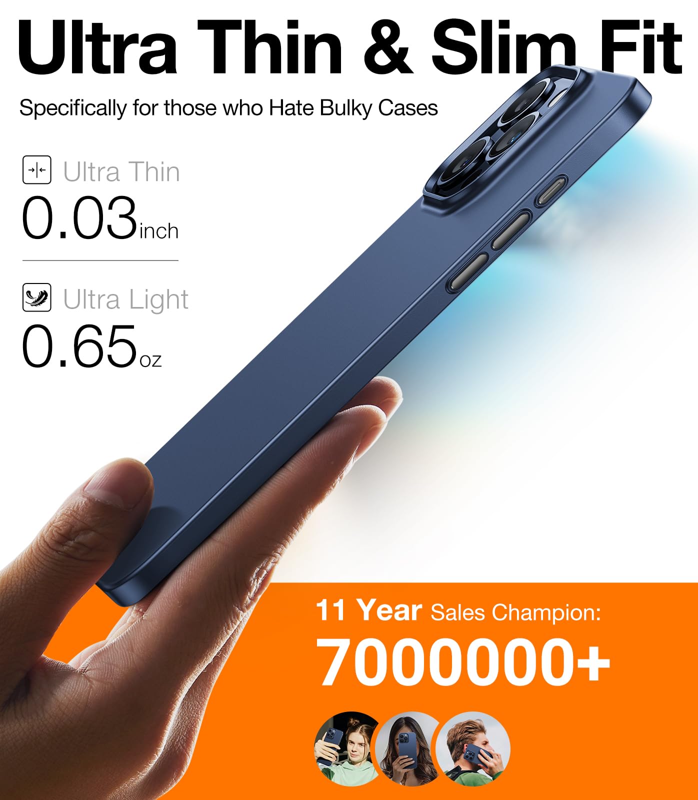 Foto 4 pulgar | Funda Torras Slim-fit Para Iphone 15 Pro De 6.1 Pulgadas, Color Azul - Venta Internacional.