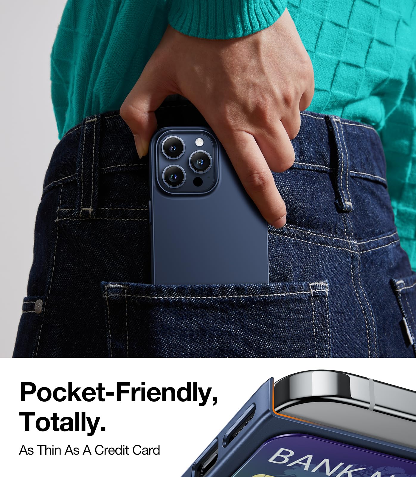 Foto 5 pulgar | Funda Torras Slim-fit Para Iphone 15 Pro De 6.1 Pulgadas, Color Azul - Venta Internacional.