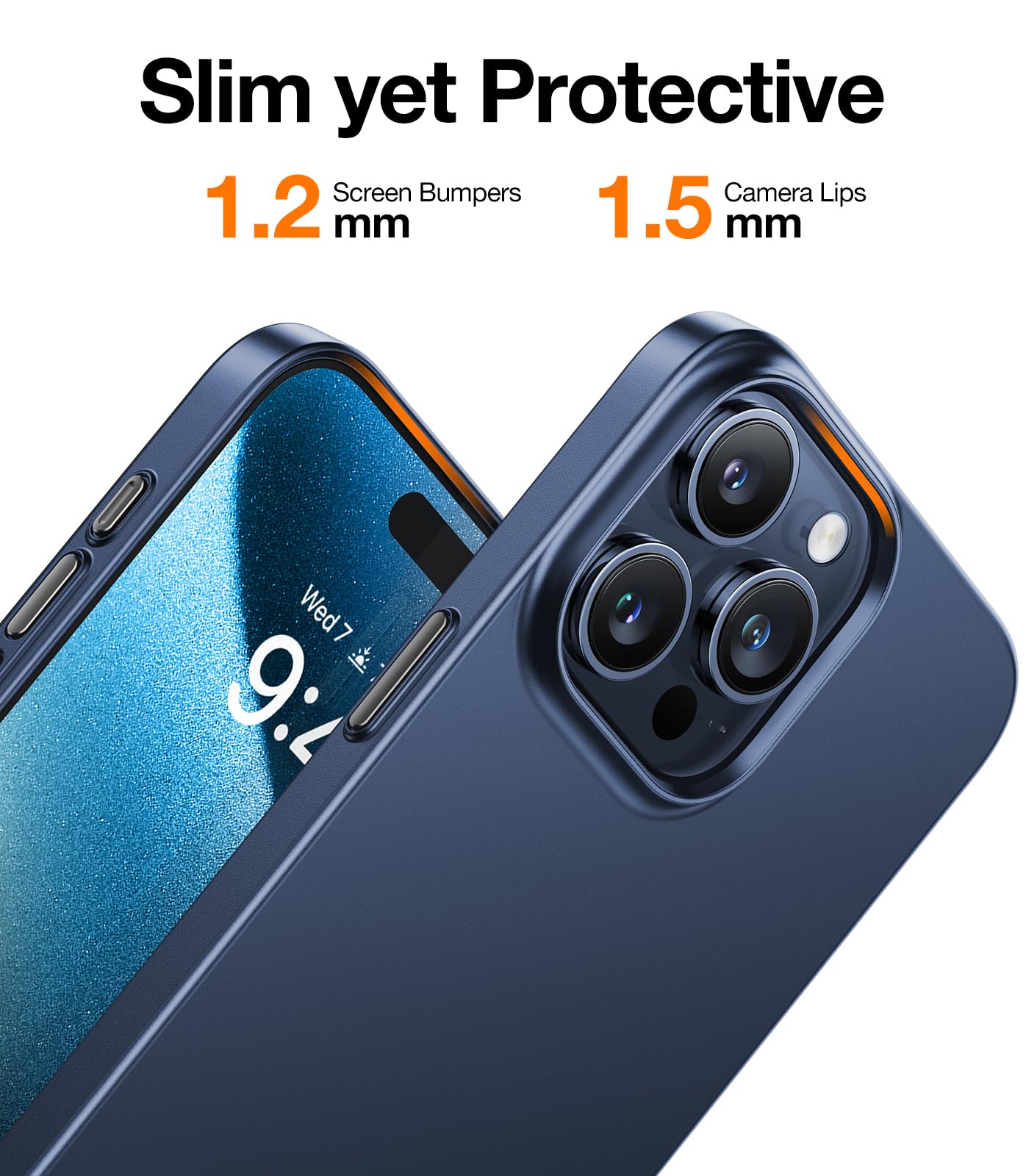 Foto 7 pulgar | Funda Torras Slim-fit Para Iphone 15 Pro De 6.1 Pulgadas, Color Azul - Venta Internacional.