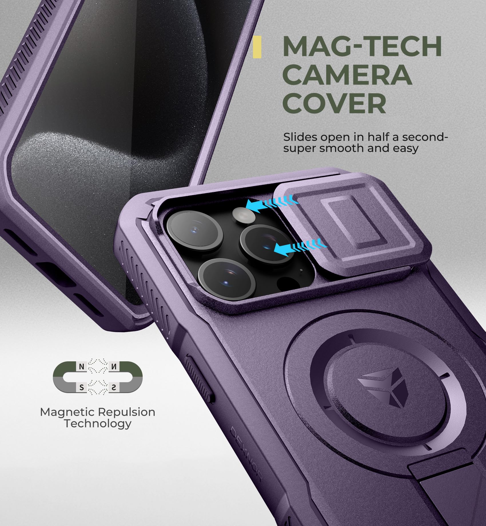 Foto 5 pulgar | Funda De Teléfono Dexnor Para Iphone 15 Pro Max Con Funda De Cámara Deslizante - Venta Internacional.