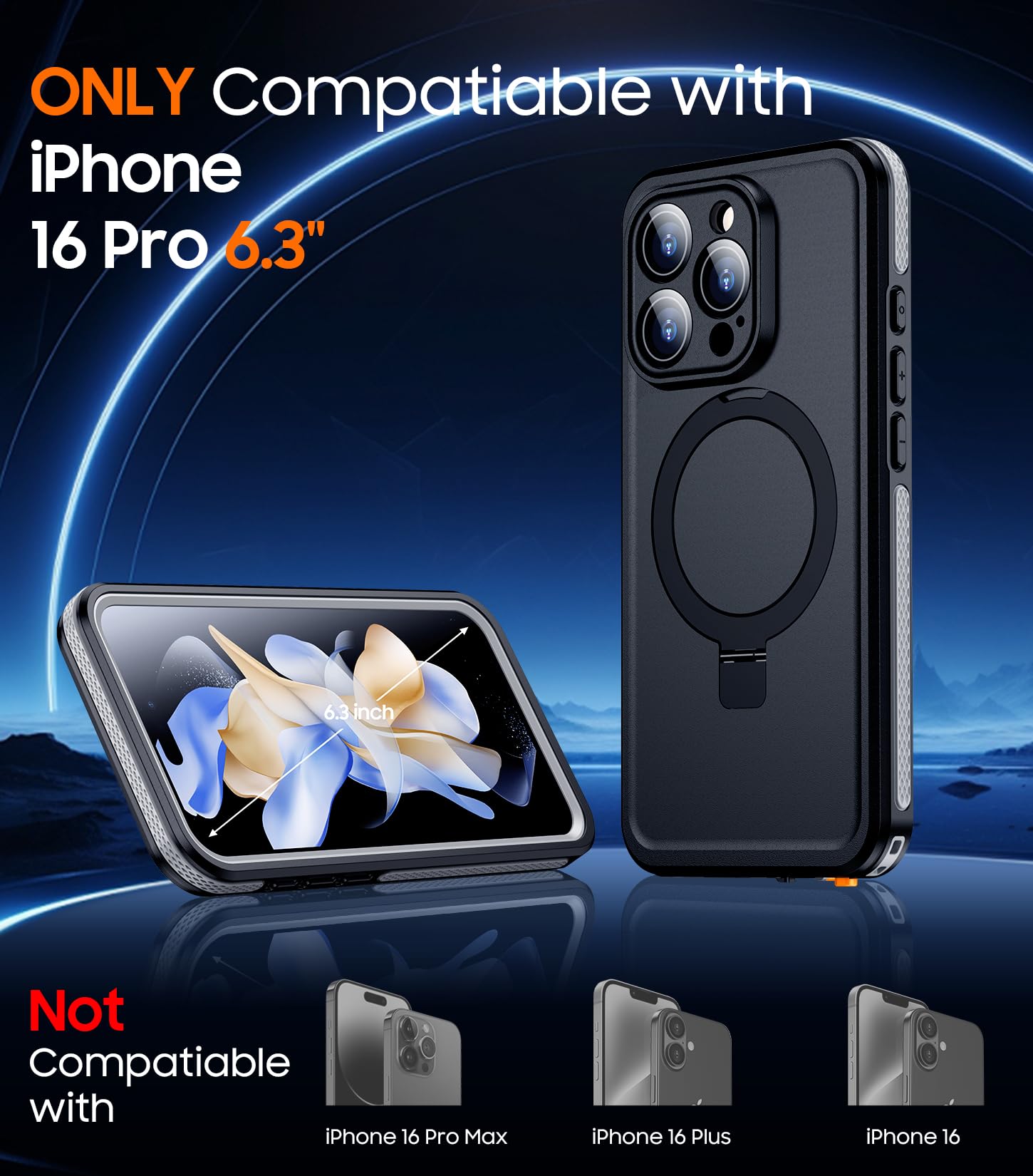 Foto 8 pulgar | Funda De Teléfono Temdan Magnética Impermeable Para Iphone 16 Pro De 6.3 Pulgadas - Venta Internacional.