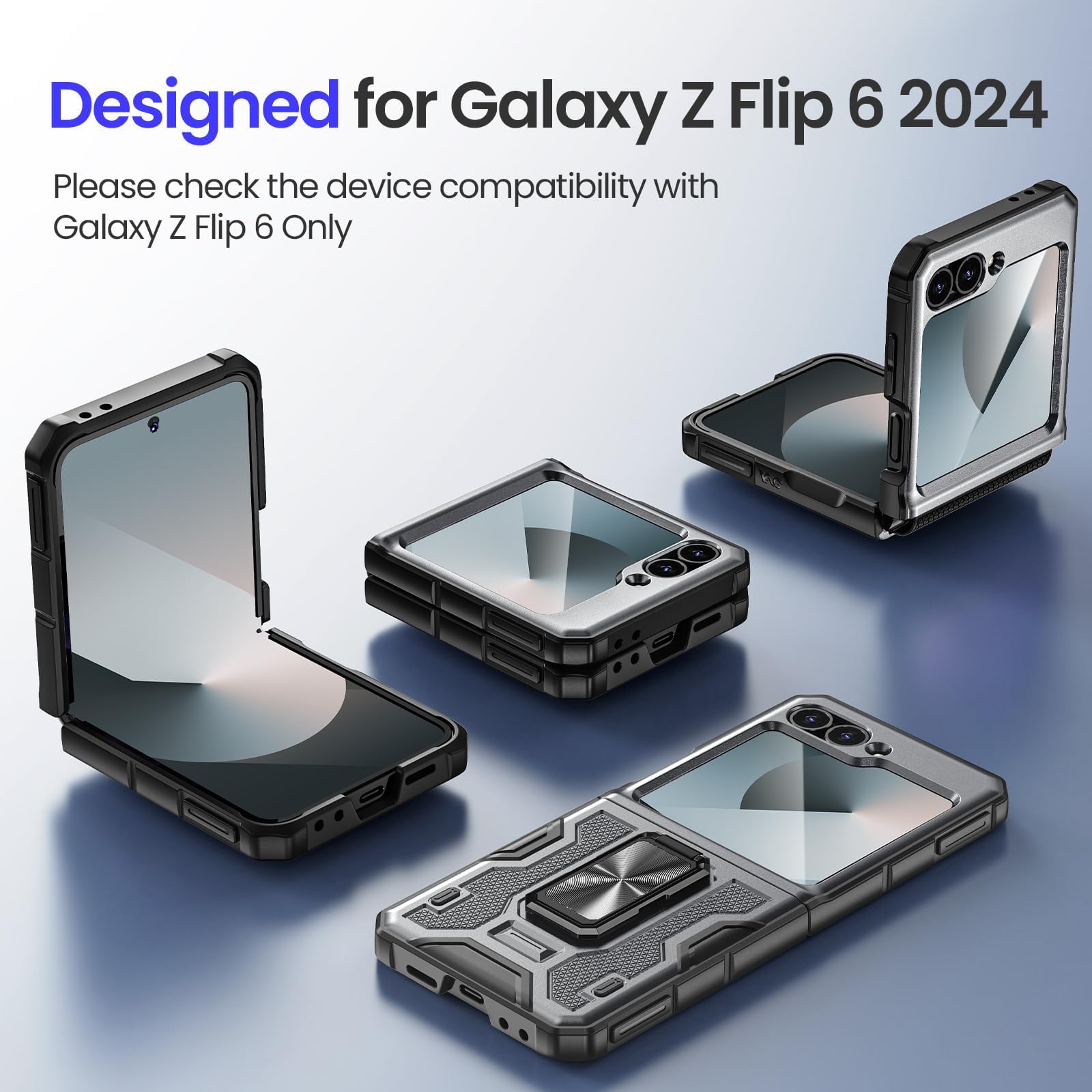 Foto 4 pulgar | Funda De Teléfono Vego Para Samsung Z Flip 6 Con Protector De Pantalla, Color Gris - Venta Internacional.