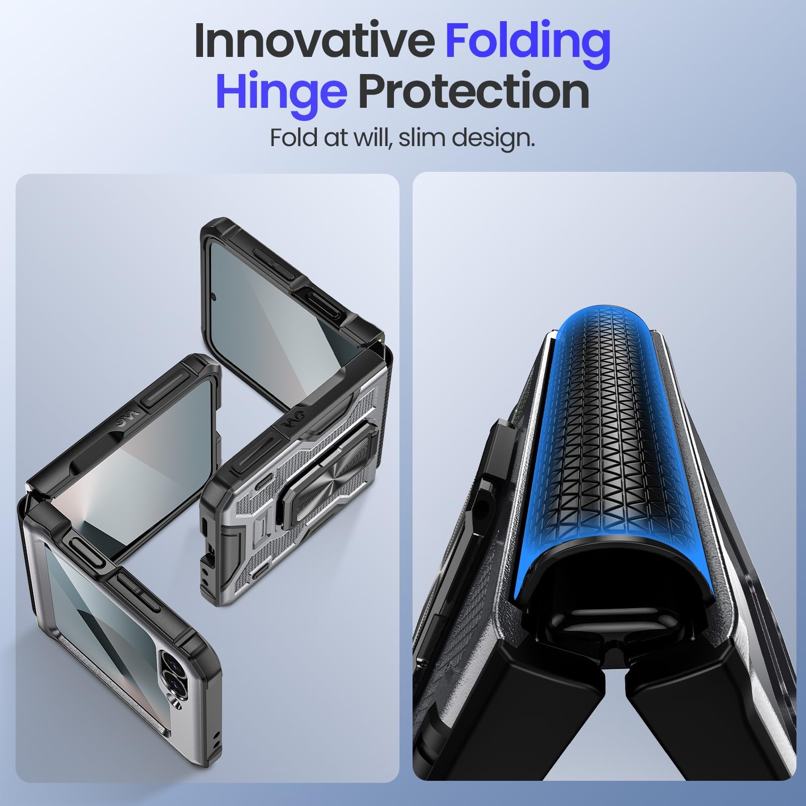 Foto 5 | Funda De Teléfono Vego Para Samsung Z Flip 6 Con Protector De Pantalla, Color Gris - Venta Internacional.