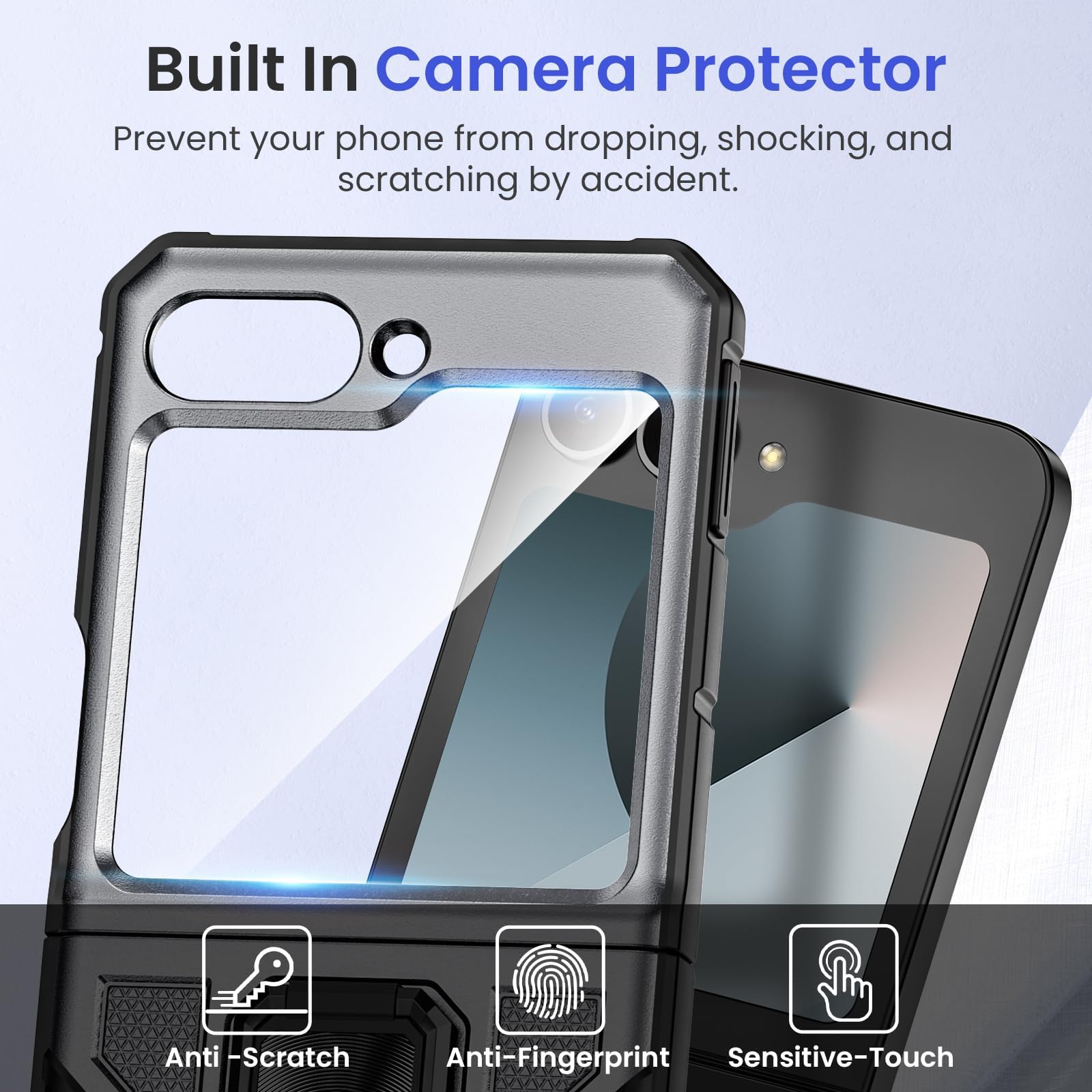 Foto 7 pulgar | Funda De Teléfono Vego Para Samsung Z Flip 6 Con Protector De Pantalla, Color Gris - Venta Internacional.