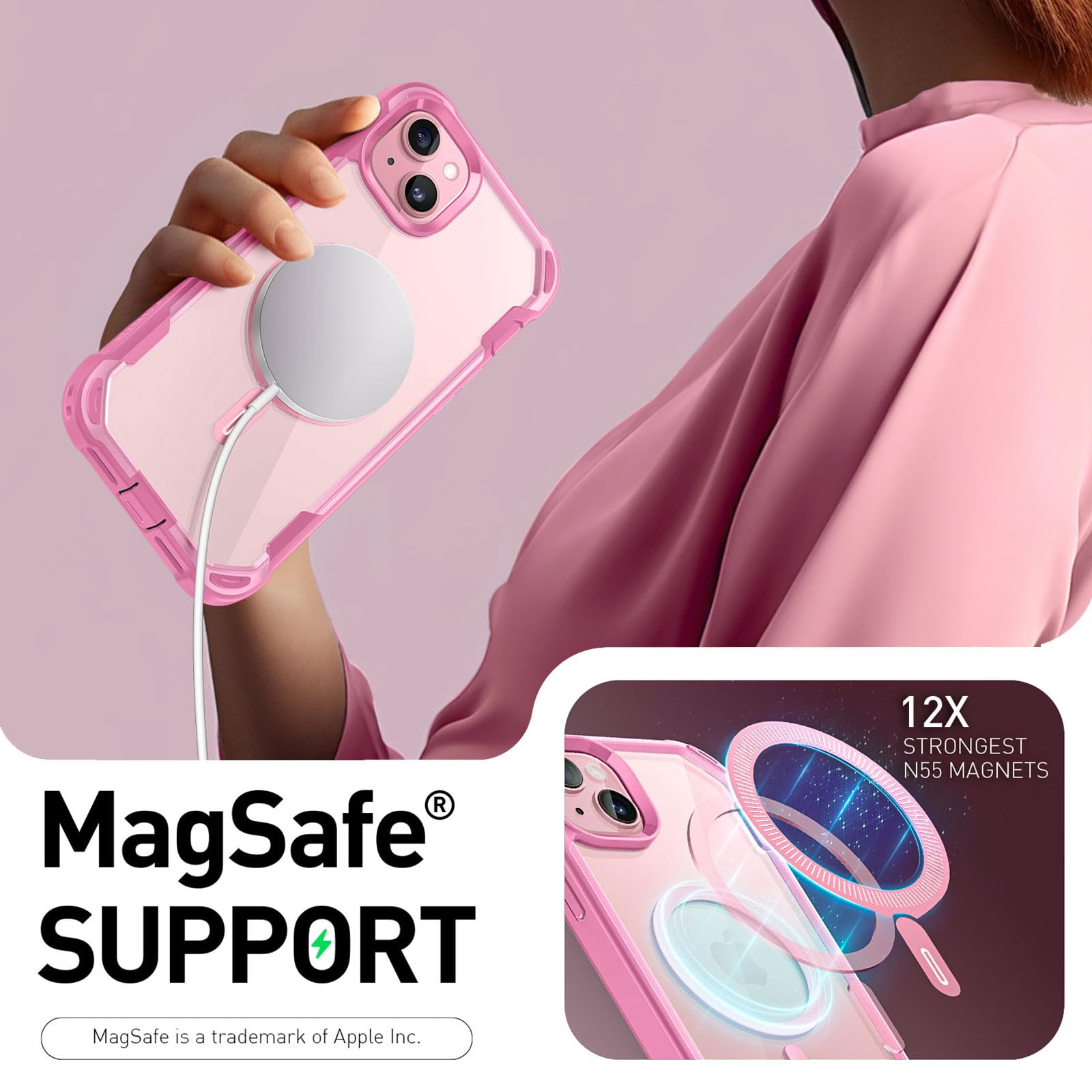 Foto 4 pulgar | Funda De Teléfono I-blason Aresmag Para Iphone 15/14/13 [6.1 Pulgadas] Rosa - Venta Internacional.