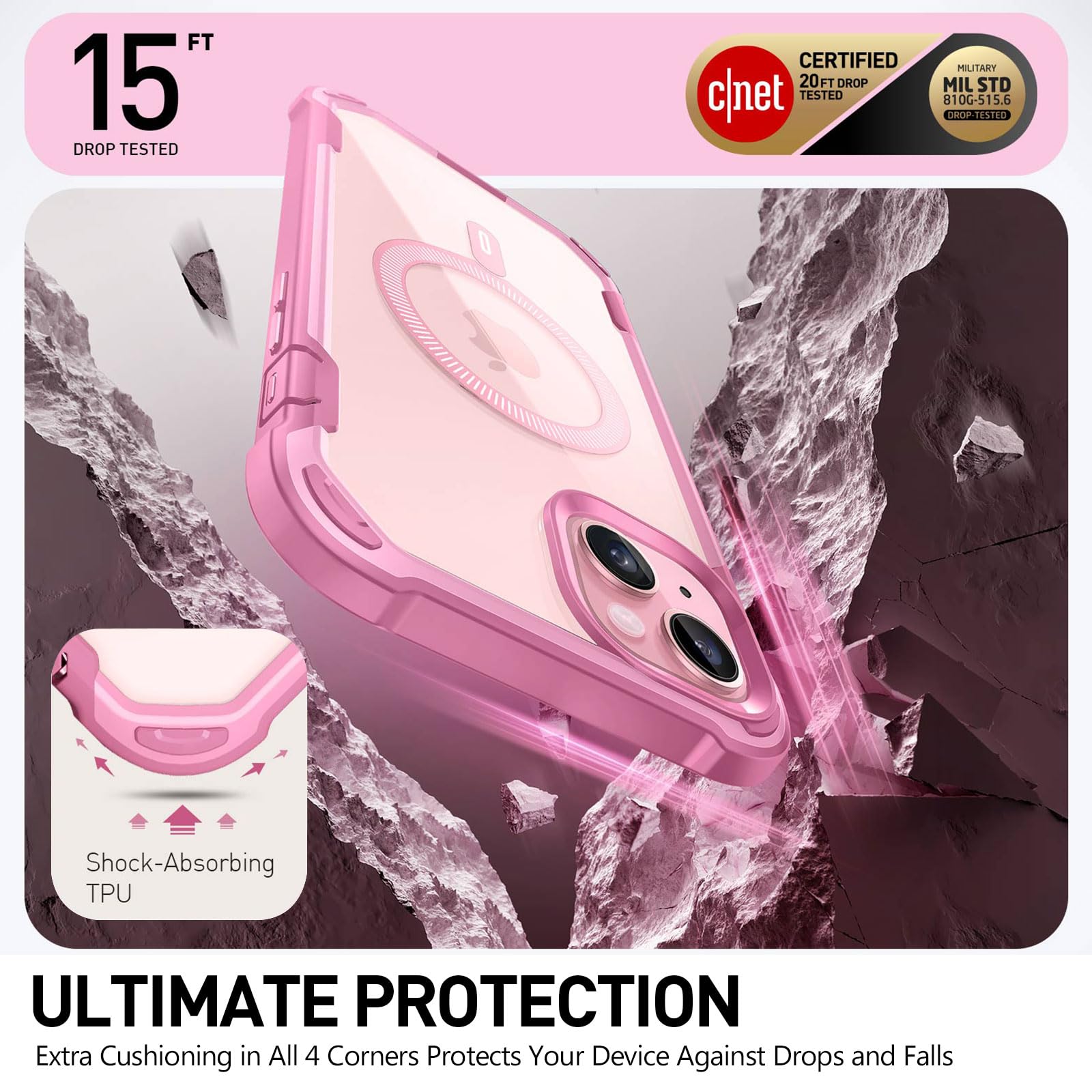 Foto 5 pulgar | Funda De Teléfono I-blason Aresmag Para Iphone 15/14/13 [6.1 Pulgadas] Rosa - Venta Internacional.