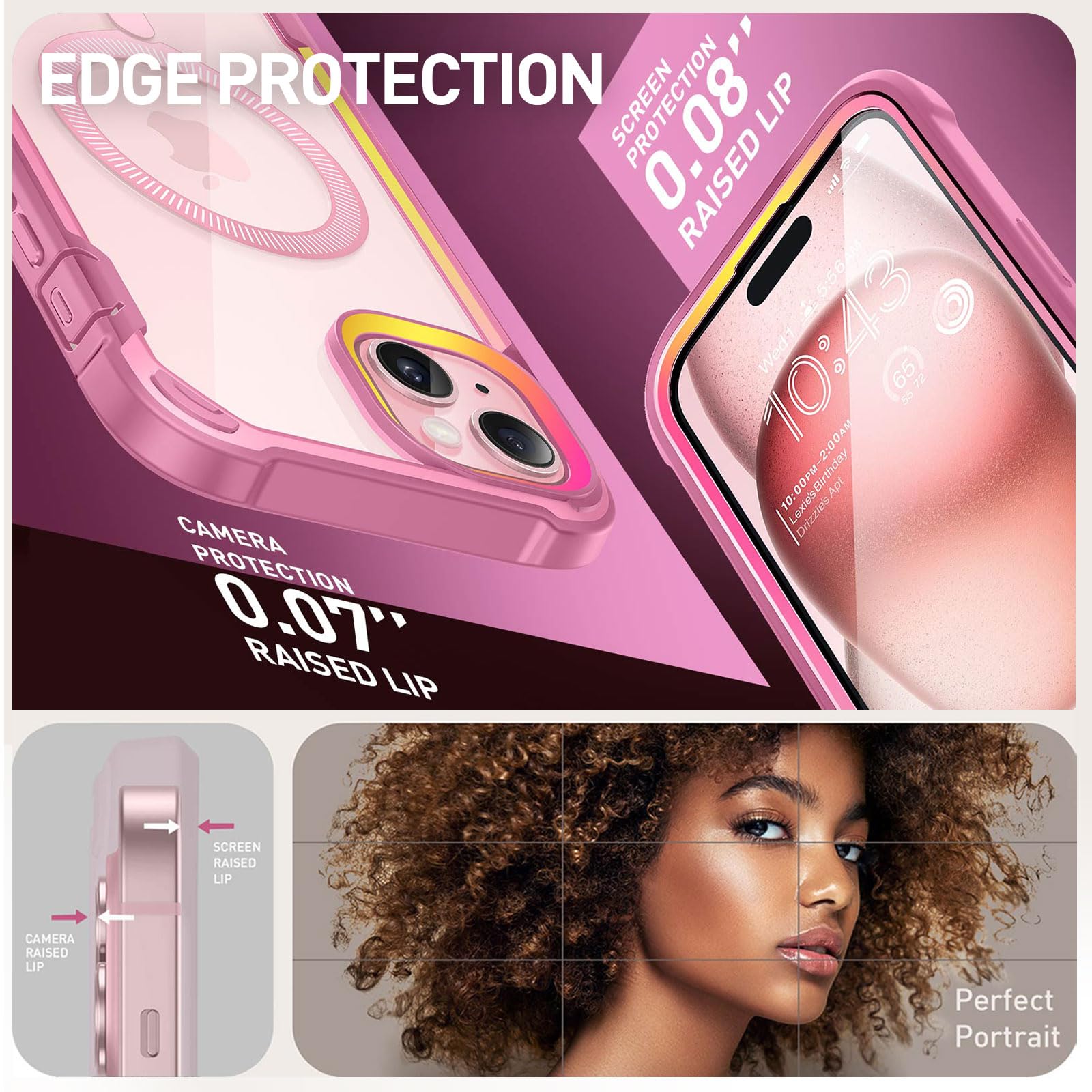 Foto 7 | Funda De Teléfono I-blason Aresmag Para Iphone 15/14/13 [6.1 Pulgadas] Rosa - Venta Internacional.